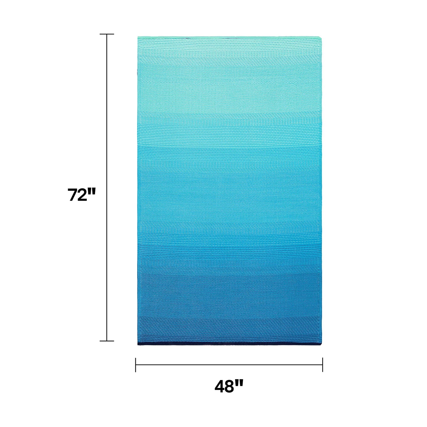 Fab Habitat Outdoor Rug - Waterproof, Fade Resistant, Crease-Free - Premium Recycled Plastic - Ombre - Patio, Deck, Porch, Balcony, Laundry Room - Big Sur - Teal - 4 x 6 ft