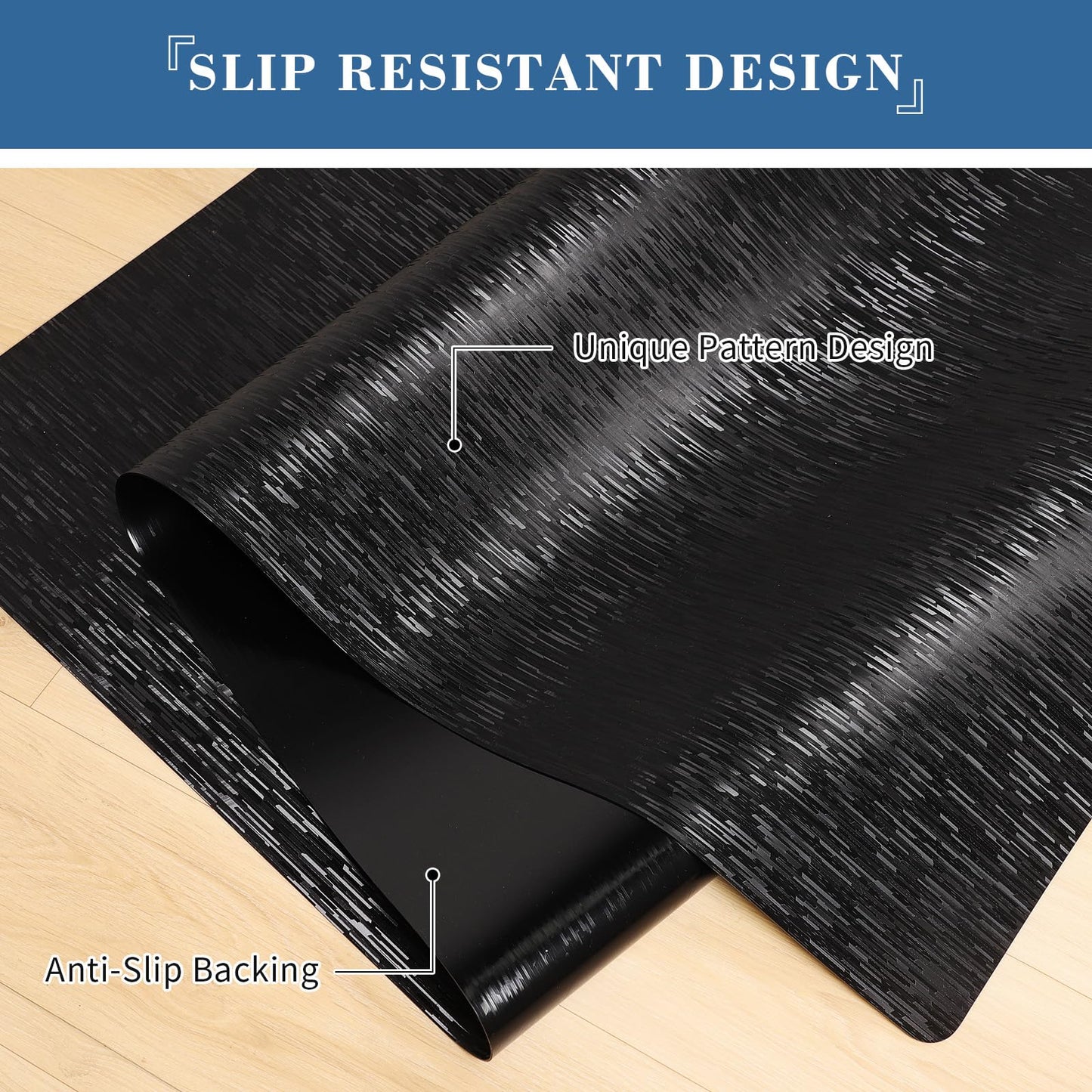 Office Chair Mat, TYDLE 50" x 65" Large Chair Mat for Hard Floor, Vinyl Floor Mat for Gaming Chairs, Slip Resistant Floor Protector Rolling Computer Desk Mat for Hardwood Floor, Black