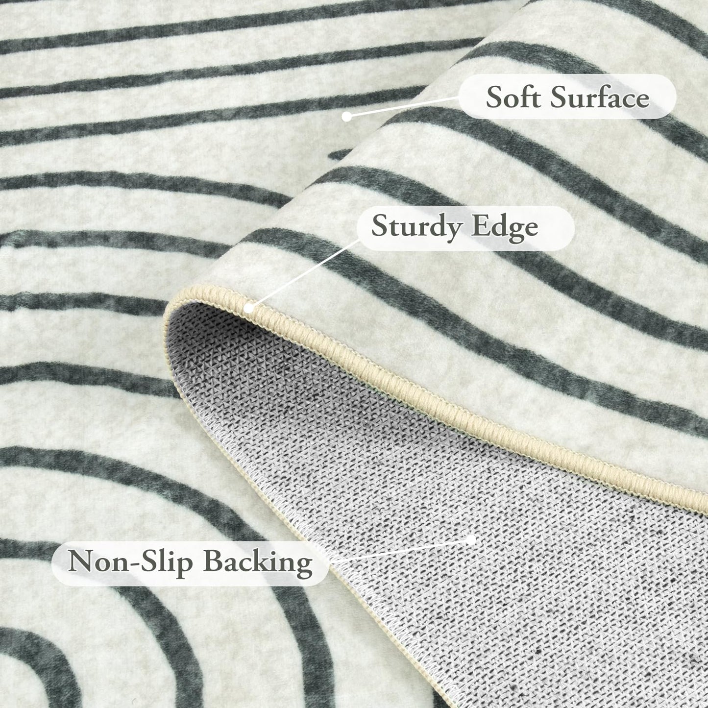 Lahome Abstract Washable Area Rug, 5x7 Rug for Bedroom Non-Slip Soft Living Room Rug, Ultra-Thin Modern Black and White Rug Throw Large Carpet for Dining Room Darrell(5'x7',Black)