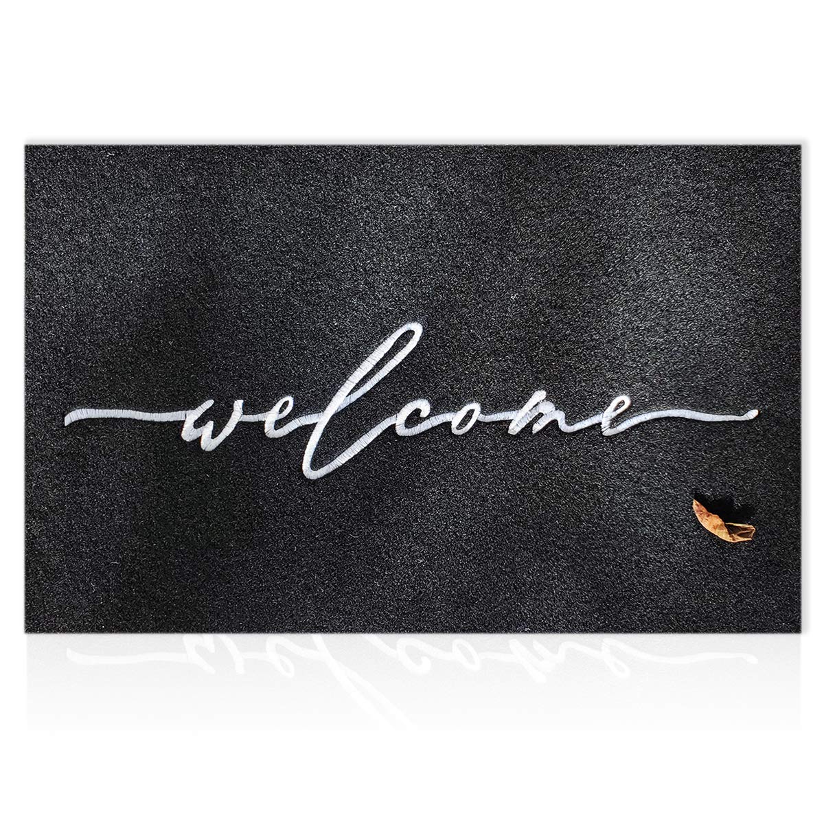 AAZZKANG Welcome Mat Outdoor Indoor Front Door Mats with Non Slip Rubber Back Easy to Clean Low Profile Entrance Doormat for Porch Home Office Patio Living Room High Traffic Areas Black