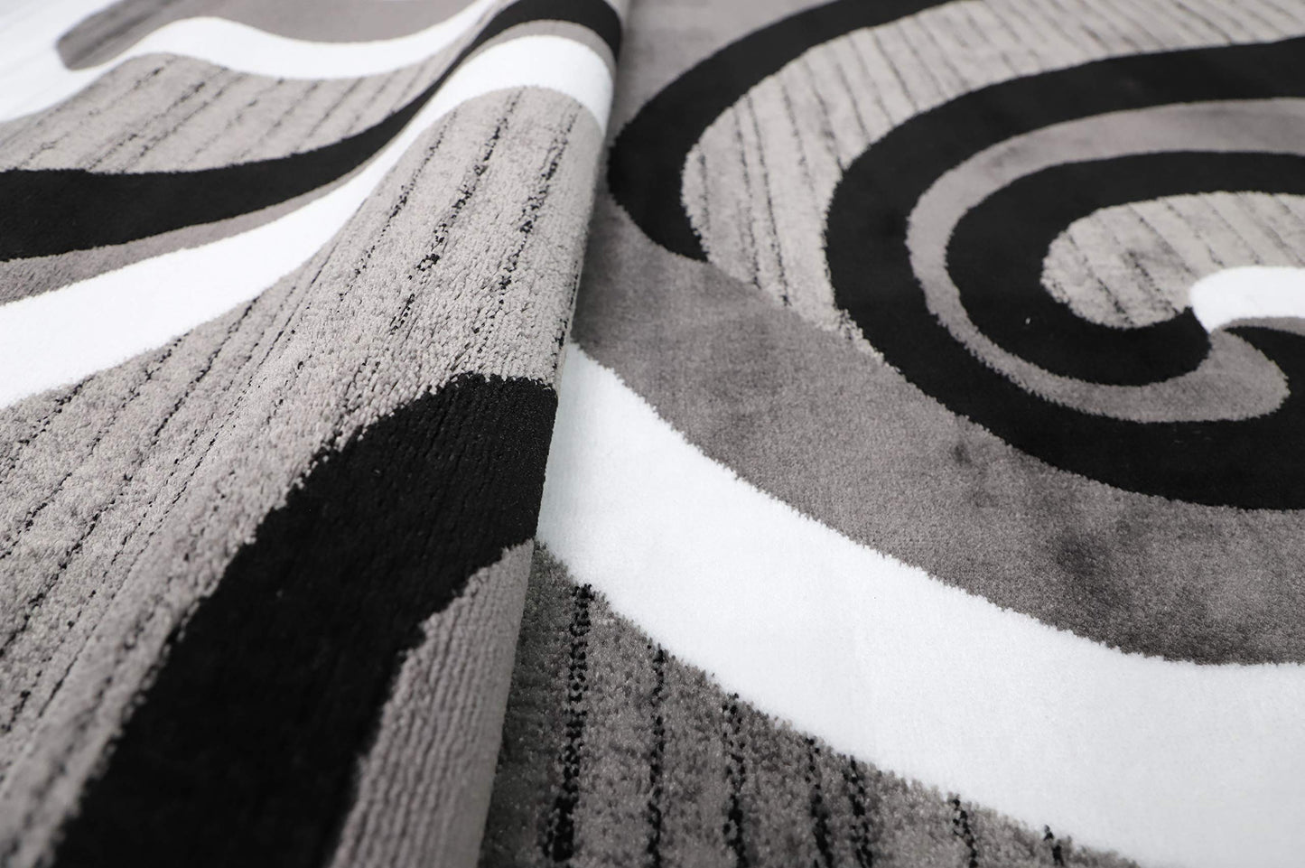 GLORY RUGS Modern Area Rug Swirls Carpet Bedroom Living Room Contemporary Dining Accent Sevilla Collection 4817 (4x6, Grey Black)