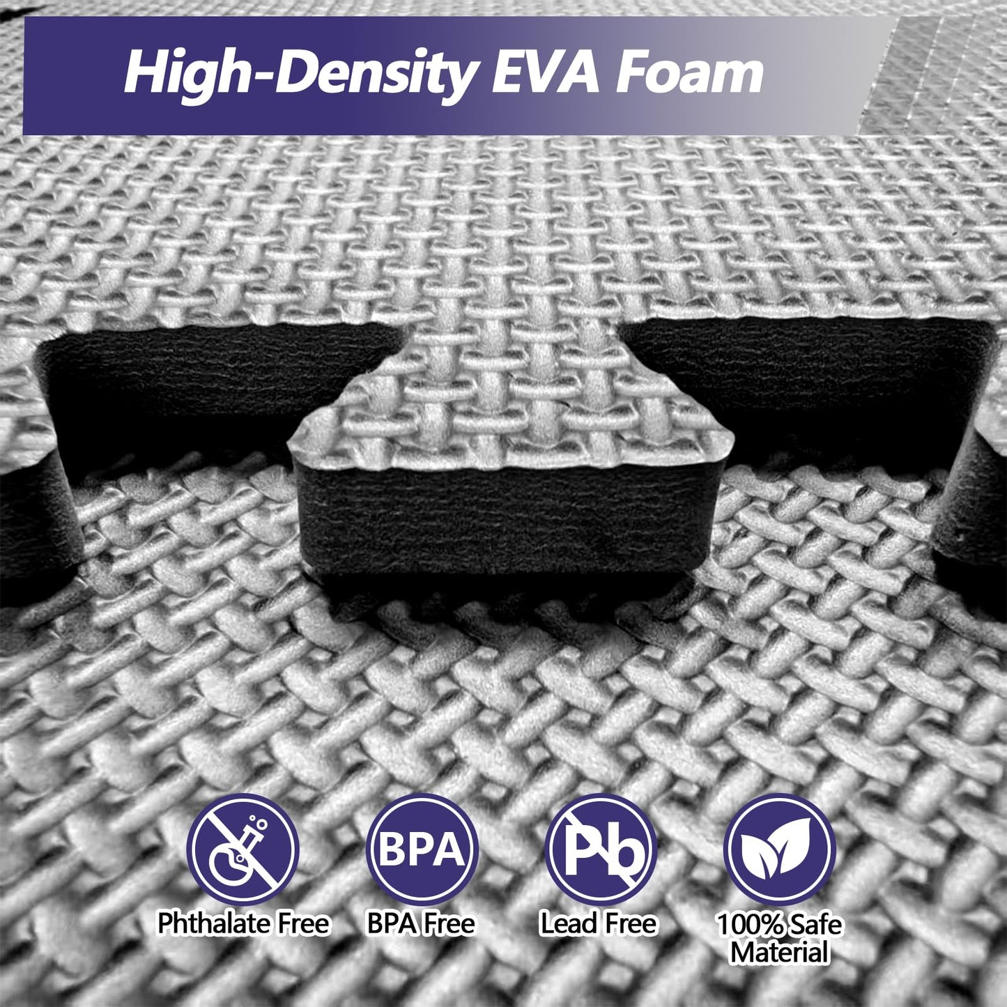 MAXTBEE 1/2 inch Thickened Interlocking Foam Floor Mats (24 Sq Ft), 6 Tiles 24X24in High Density EVA Foam Gym Flooring for Home Gym, Weightlifting, Kids Play Area, Non-slip, Free Splicing.