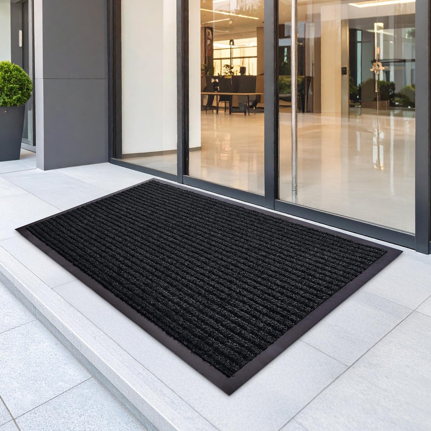Commercial Door Mat 4'x8' Charcoal, Heavy Duty Industrial Floor Mat for High Traffic Areas, Nonslip Rubber Backing, Large Door Mat for Indoor Entrance or Business Entryway.