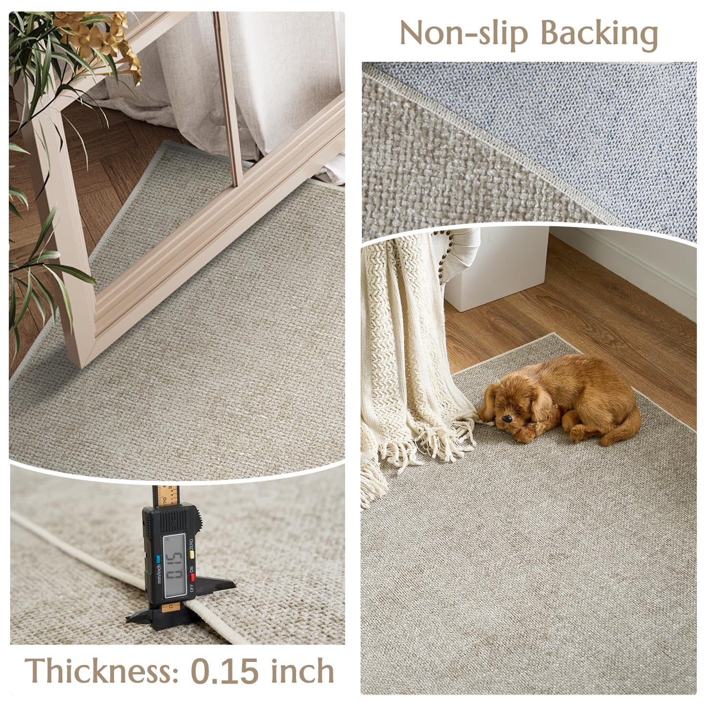 jinchan Modern Area Rug 2x3 Washable Rug Indoor Thin Entryway Doormat Grid Accent Floor Cover Geometric Contemporary Non Slip Soft Carpet for Kitchen Living Room Bedroom Bathroom Home Office Taupe