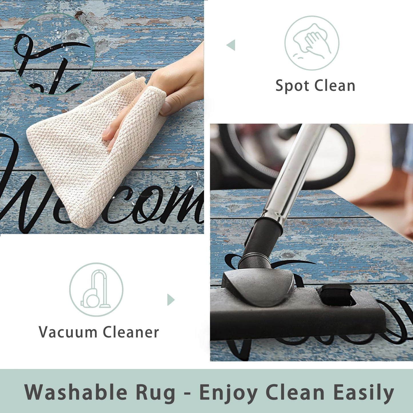 Retro Daisy Welcome Mats, Non-Slip Indoor Outdoor Door Mat for Home Entrance, Easy to Clean Floor Mat, 17 x 30 Inch for Entryway