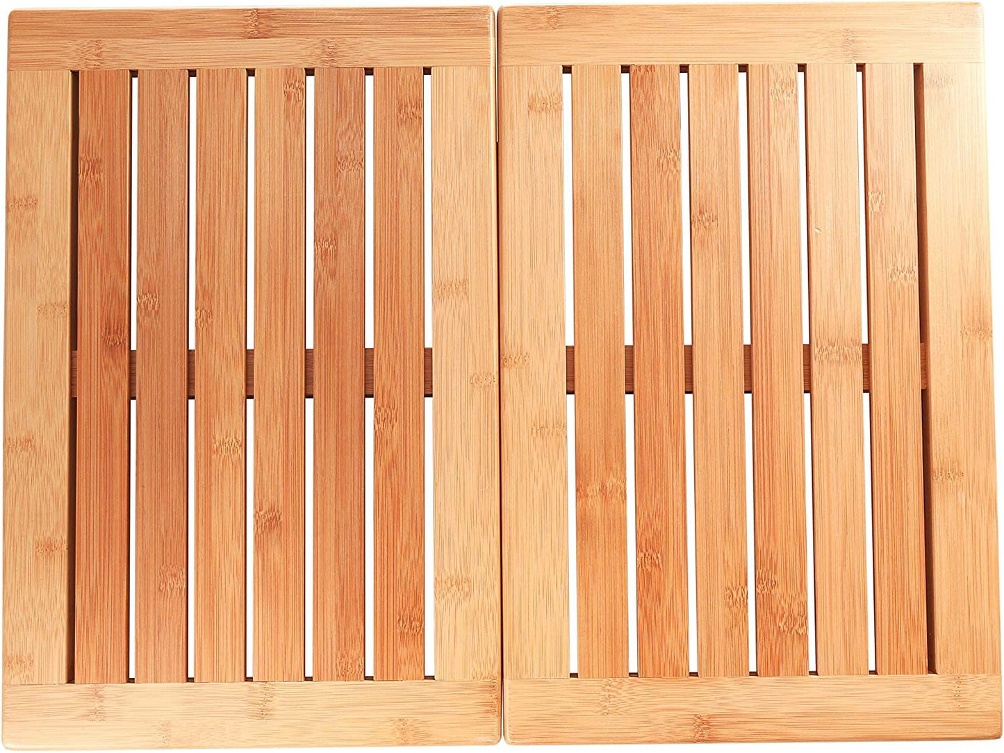 Bamboo Bath Mat - Foldable Wooden Shower Mat, Non-Slip Bamboo Bathroom Mat for Indoor/Outdoor Use, Spa & Sauna Floor Mat, Wood Bath Mat 24" x 18"
