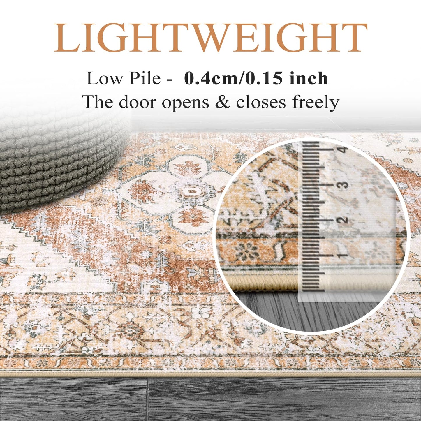 Lahome Washable Living Room Area Rugs 8x10 - Boho Ultra-Thin Non-Slip Bedroom Rug 8x10 Under Bed, Farmhouse Neutral Print Floor Carpet for Dining Room Office Adelyn (Taupe,8'x10')