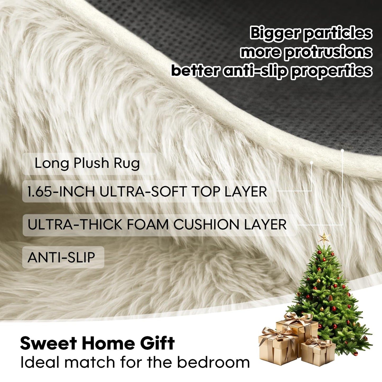 Mtandyx 8x10 Area Rugs Living Room, Cream White Large Plush Fluffy Bedroom Carpet, Non-Slip Upgraded Indoor Thick Soft Rug, Modern Plush Carpet Suitable for Kids Home Decor Aesthetics Dorm.
