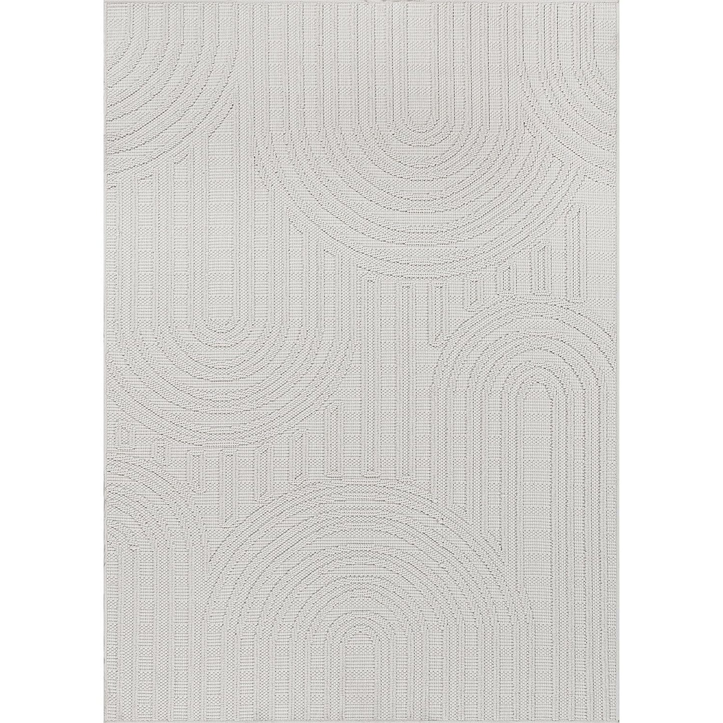Beverly Rug Micro Loop Area Rug White 8x10 Modern Luxury Soft Circle Geometric Durable Indoor Area Rugs for Living Dining Room Office Stain Resistant Non Shedding Casual Indoor Carpet White 8 x 10