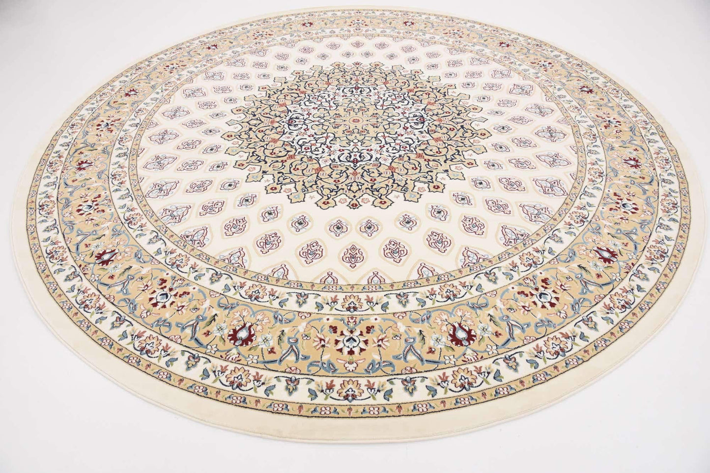 Unique Loom Narenj Collection Classic Traditional Textured Medallion Pattern Design Area Rug, 10' 0" x 10' 0", Ivory/Tan
