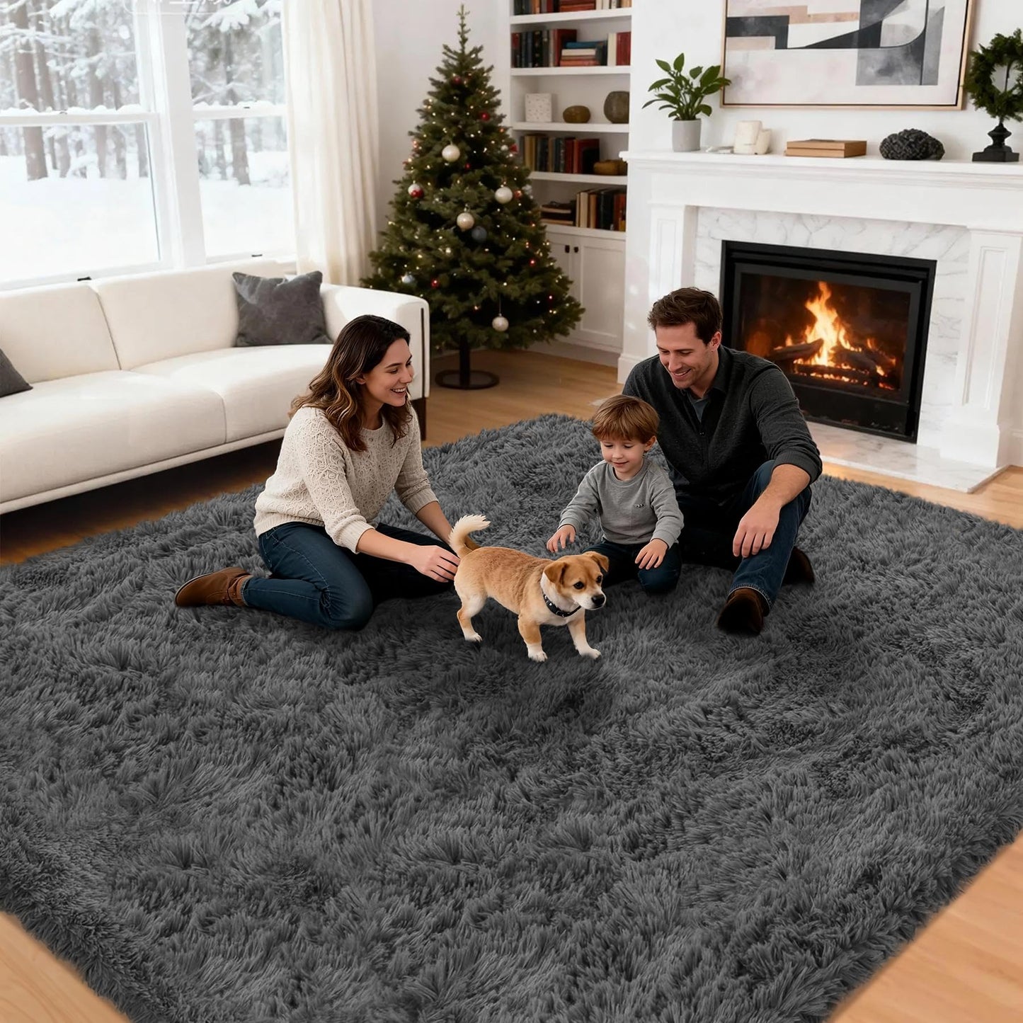 6x9 Area Rug for Living Room: Ultra Soft Fluffy Rug Modern Large Thicked Shag Rug for Bedroom Non Slip Indoor Fuzzy Carpets for Girls Kids Room Nursery Dorm Home Decor Grey