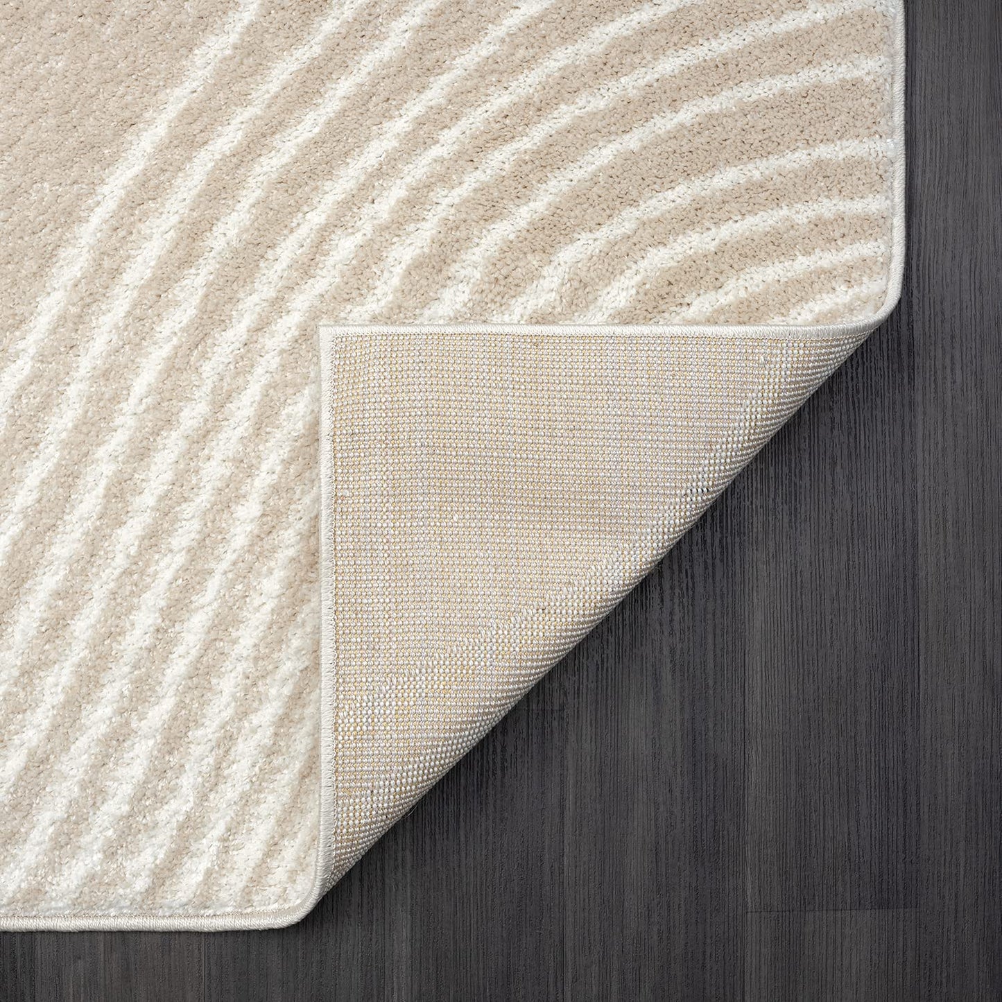 Abani Beige and White Swirl Area Rug | 5'3" x 7'6" Cream Carpet with Wave Pattern | Modern Rug for Living Room, Bedroom and Office | Nuevo Collection