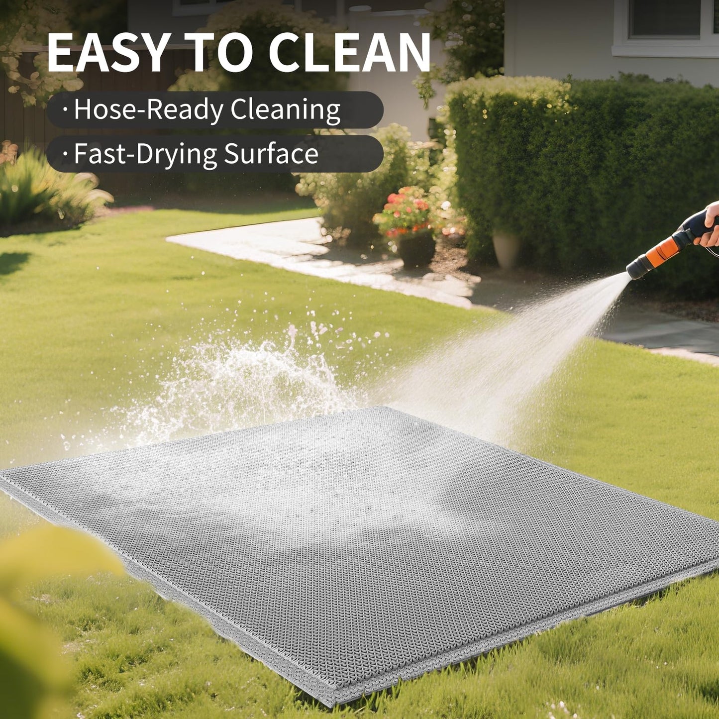 QiCaiJia Front Door Mat 24''x71'', Drainage Heavy Duty Dirt Trapping Non-Slip Doormats, Outdoor Rubber Floor Mats, Restaurant Commercial Kitchen Industral Pool Entrance Bar Wet Area, Grey