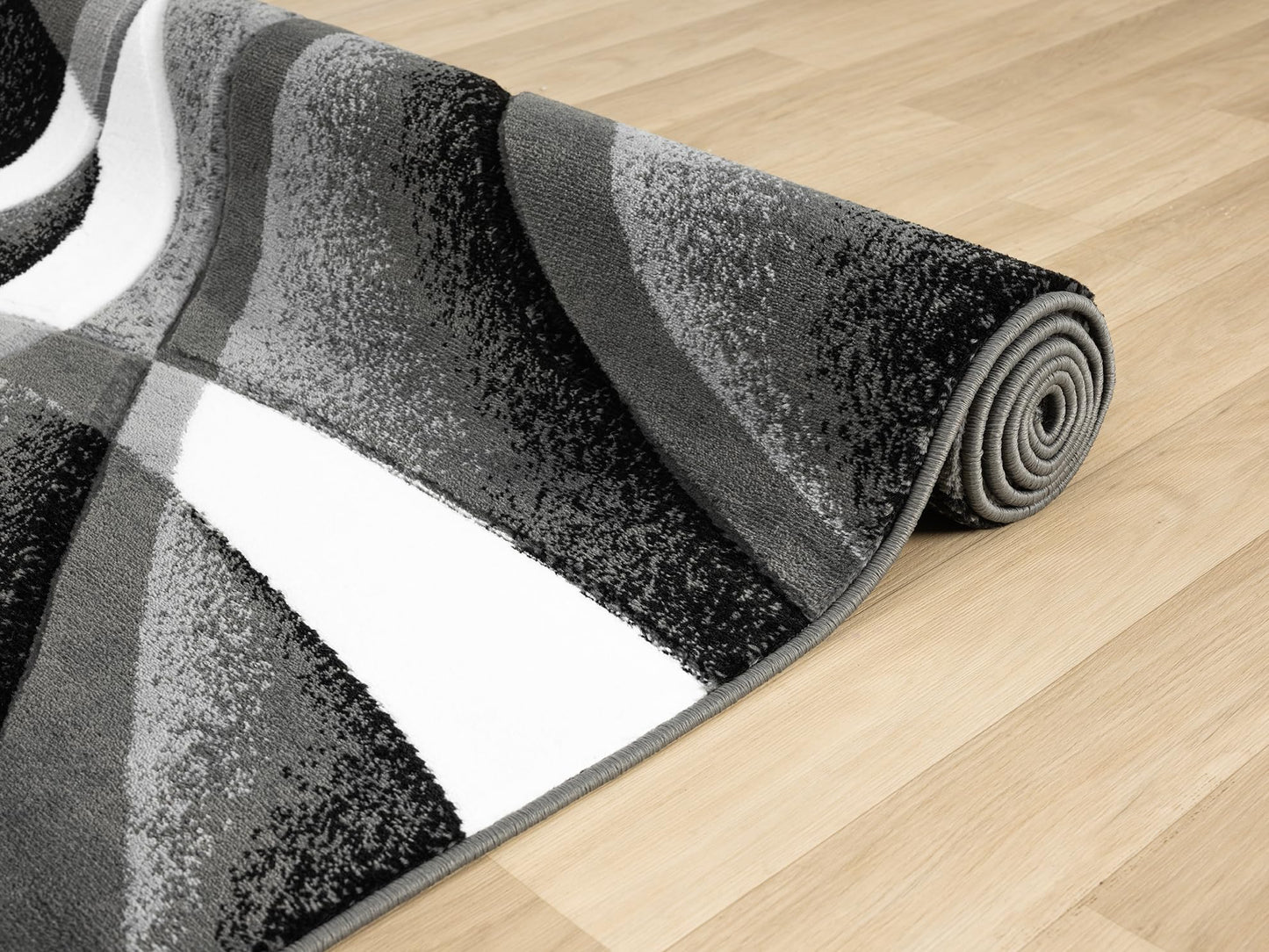 Modern Abstract Area Rug Hand Carved Contemporary Geometric Vibrant Colors Carpet for Living Room Bedroom Design PR1001 (Grey, 5' x 7')
