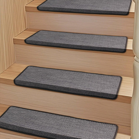 MATAHUM Bullnose Carpet Stair Treads 30" x 9.5", 14 Pcs Non Slip Stair Treads for Wooden Steps Indoor, Reusable Carpet for Stairs Runner, Edging Stair Protectors(Black)