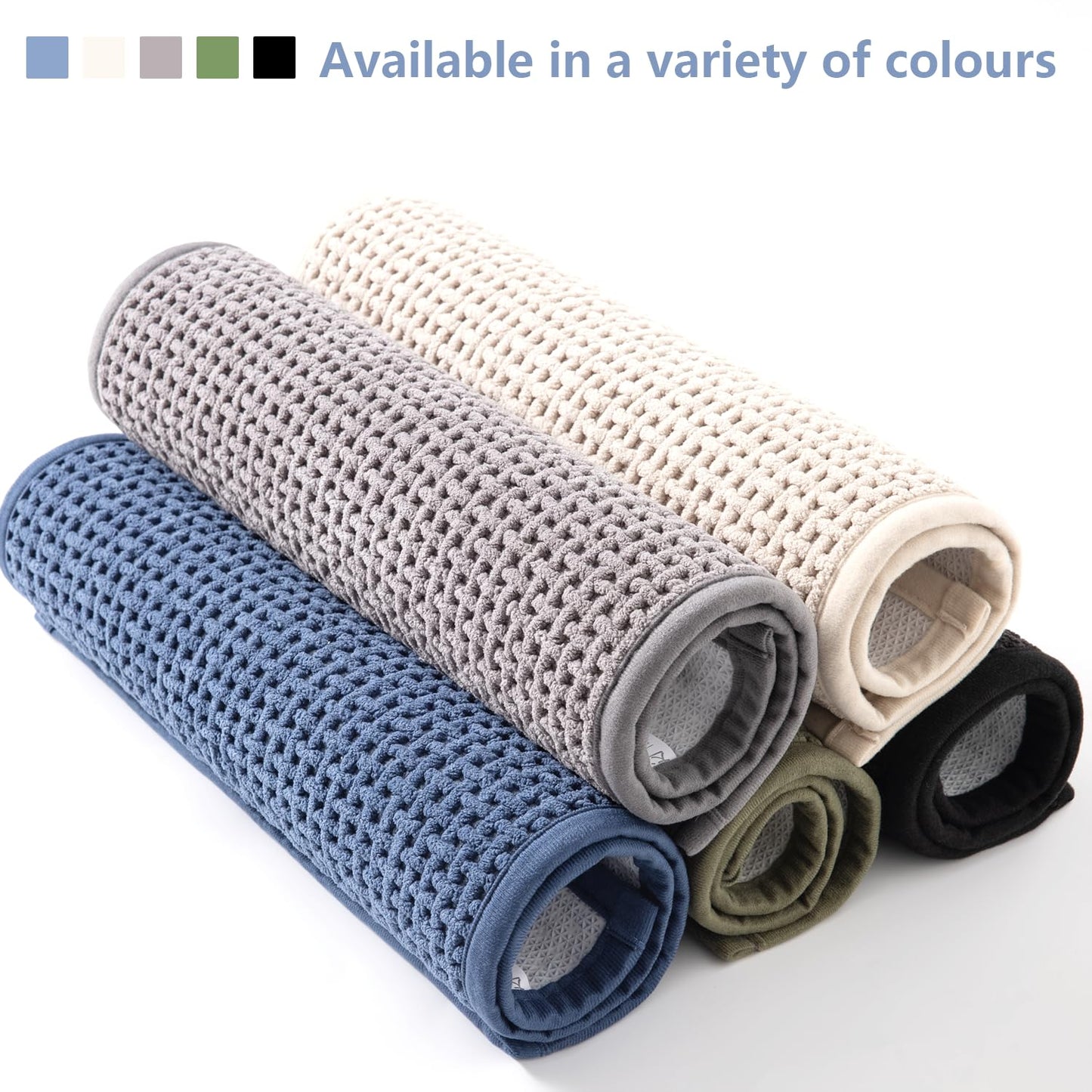 HRILO Bathroom Rugs Non Slip Washable, Super Absorbent Thin Bath Mat for Small Quick Dry Low Pile Bathroom Rug, (Navy Blue, 36″x24″)