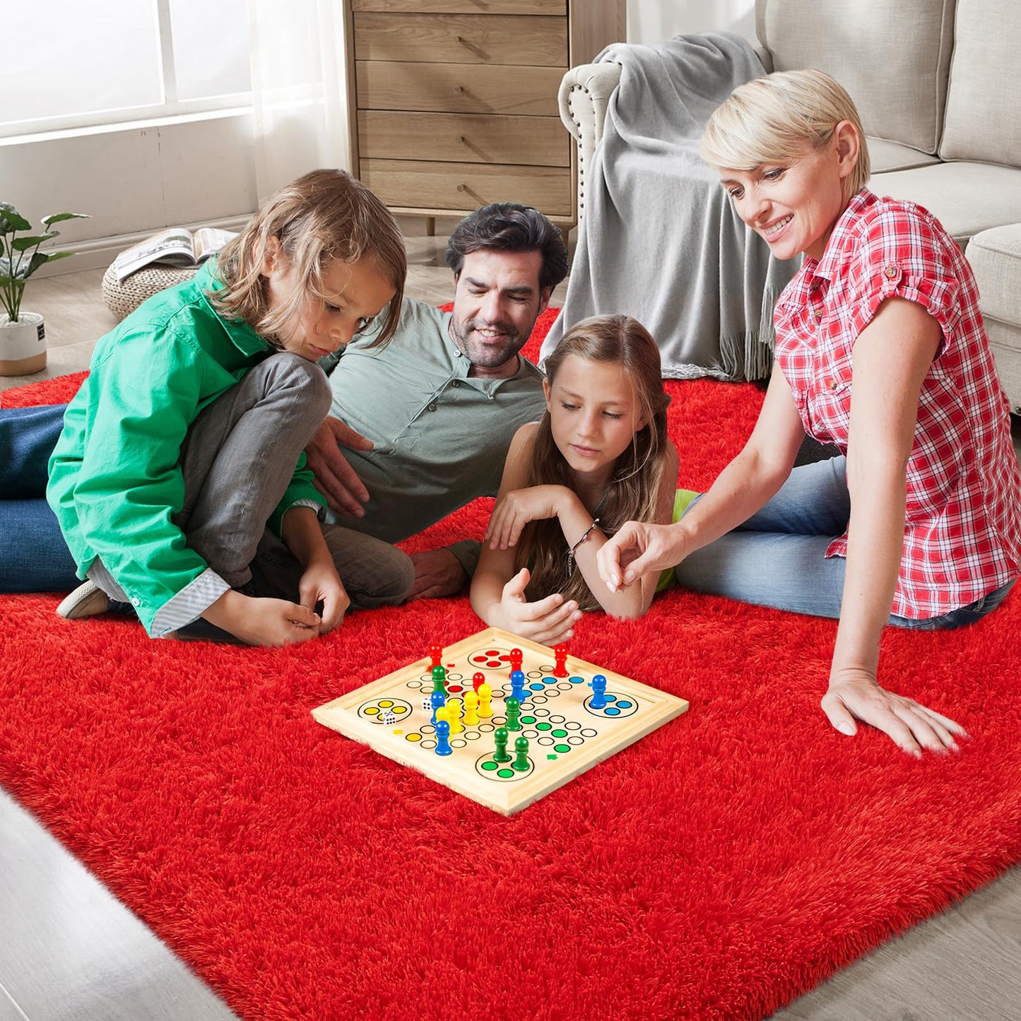 Red Shag Area Rugs for Bedroom Living Room,Ultra Soft Fluffy Christmas Area Rugs 8x10 for Dorm,Indoor Carpet Plush Rugs for Living Room Home Decor (Red, 8x10 Feet)
