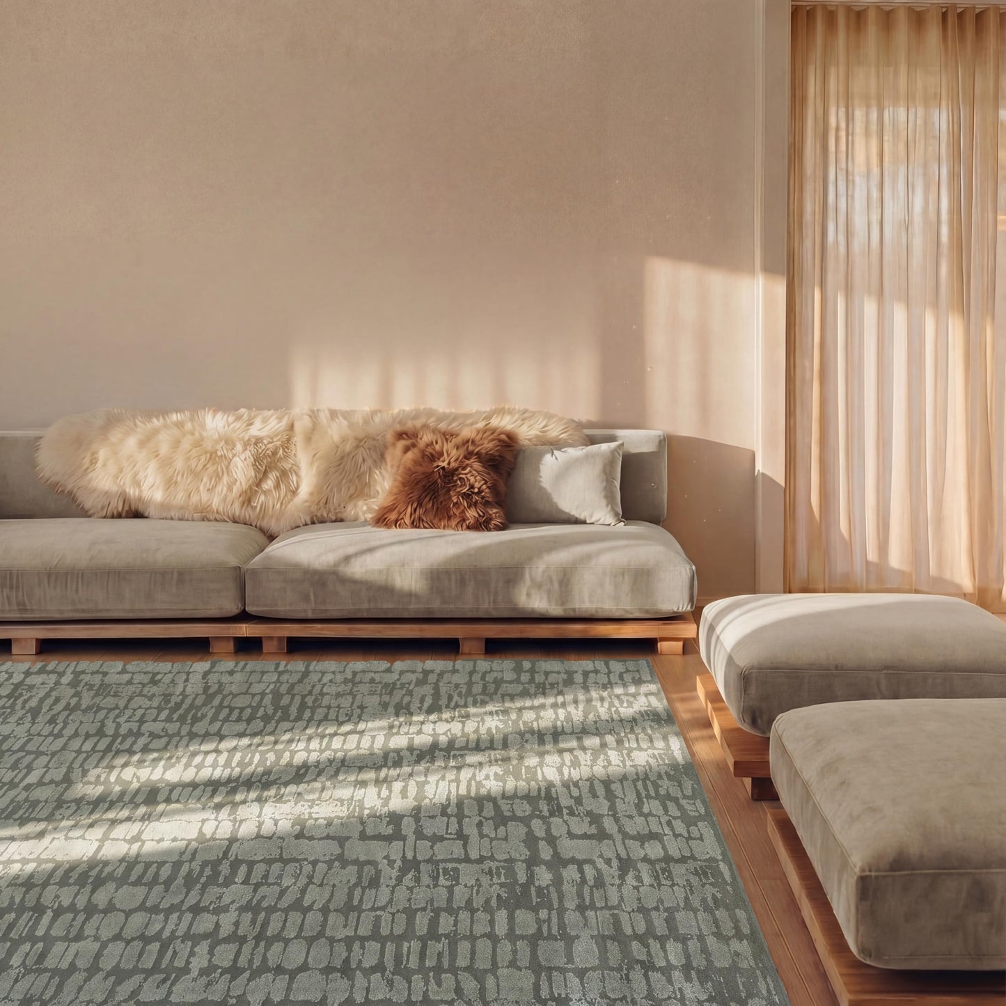 Revival Rugs Reverb 5'x8' Area Rugs for Living Room Bedroom Dining Room - Washable, Oeko-TEX Certified, Modern, Green