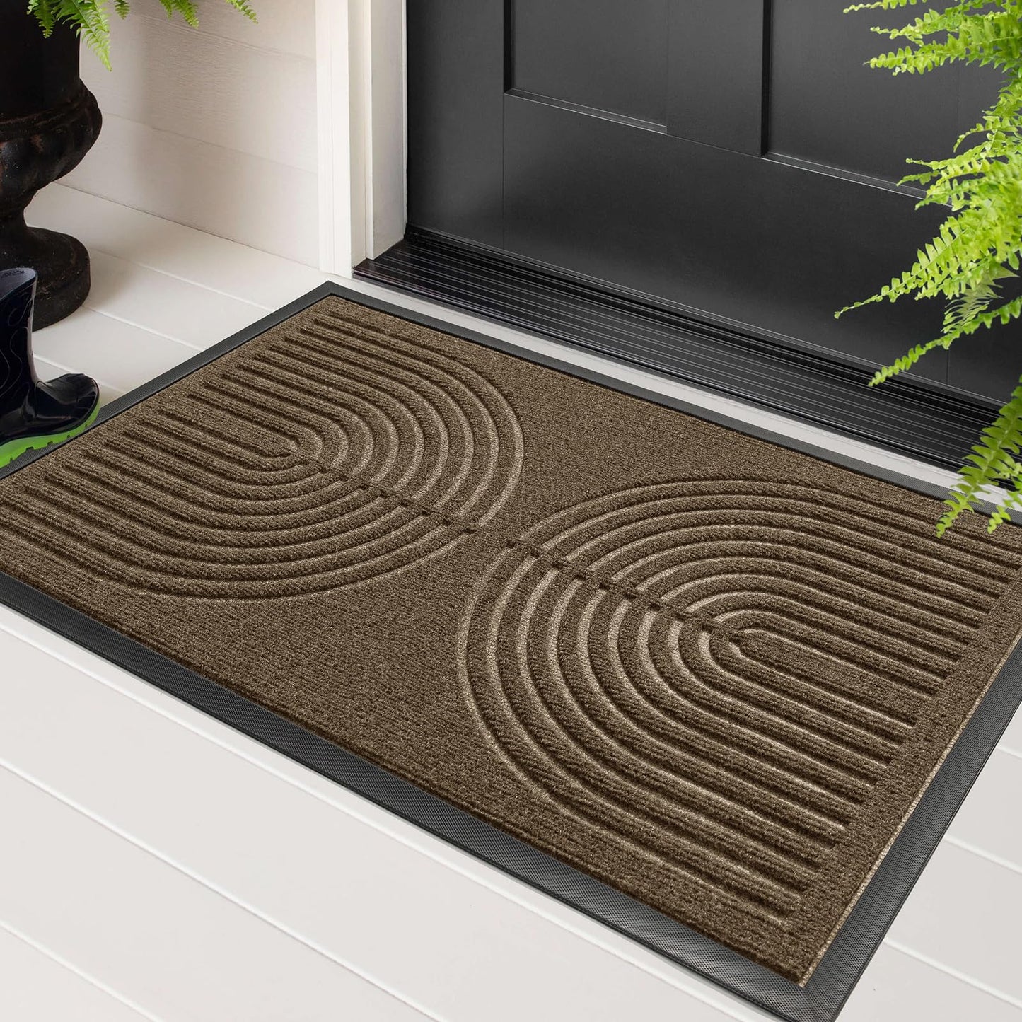 RORA Front Door Mat, Heavy Duty Door Rugs Outside Entrance,Non Slip Welcome Mats Indoor, Natural Rubber Doormat for Entryway, Patio, Garage, Porch, 29.5"x17", Brown