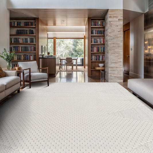 Luul Home Modern Micro Loop Indoor Area Rugs for Living Room Bedroom Kitchen Geometric Triangle White 5x7 Luxury Durable Low and High Pile Non-Shedding Stain Resistant Soft Area Carpet 5 x 7