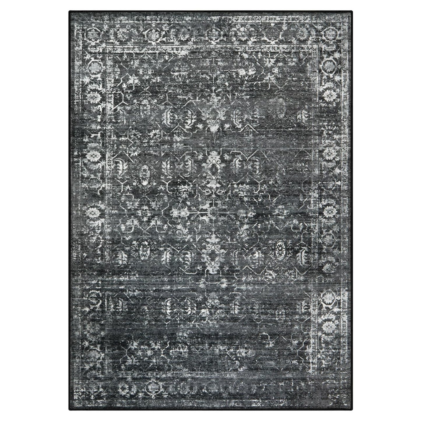 Lahome Margot 5x7 Washable Black Area Rugs for Living Room, Non Slip Bedroom Rug, Stain Resistant Floor Dining Room Carpet for Office Entrance Decor