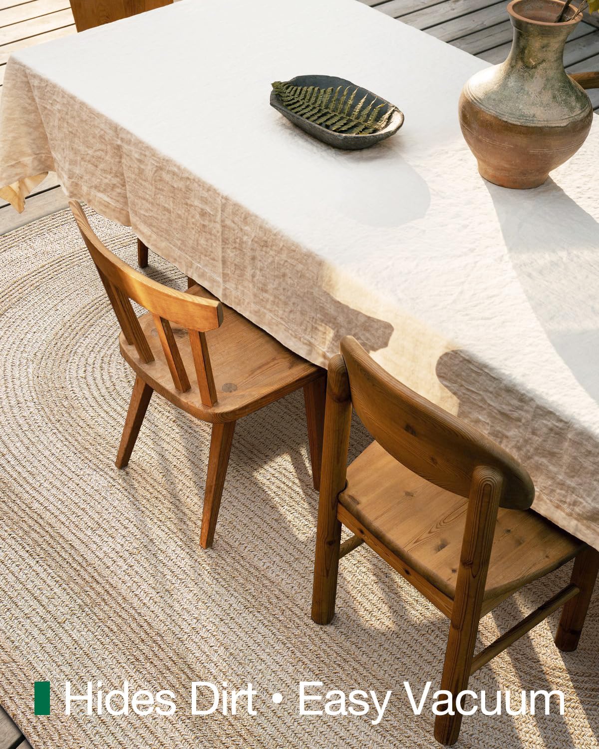 LUMI Jute Area Rug 5x8 Oval for Living Room, Natural Braided Woven Rugs Non Slip, Neutral Carpets No Shedding, Durable for High Traffic, Dining Room, Indoor, Outdoor, Patio