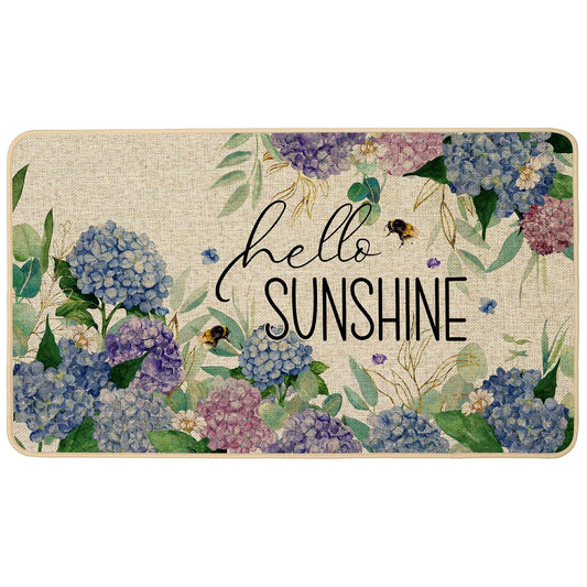 Baccessor Spring Summer Doormat 17x29 inch, Hydrangea Welcome Door Mat Rug for Floor Non Slip Rubber Backing Holiday Decor for Indoor Outdoor