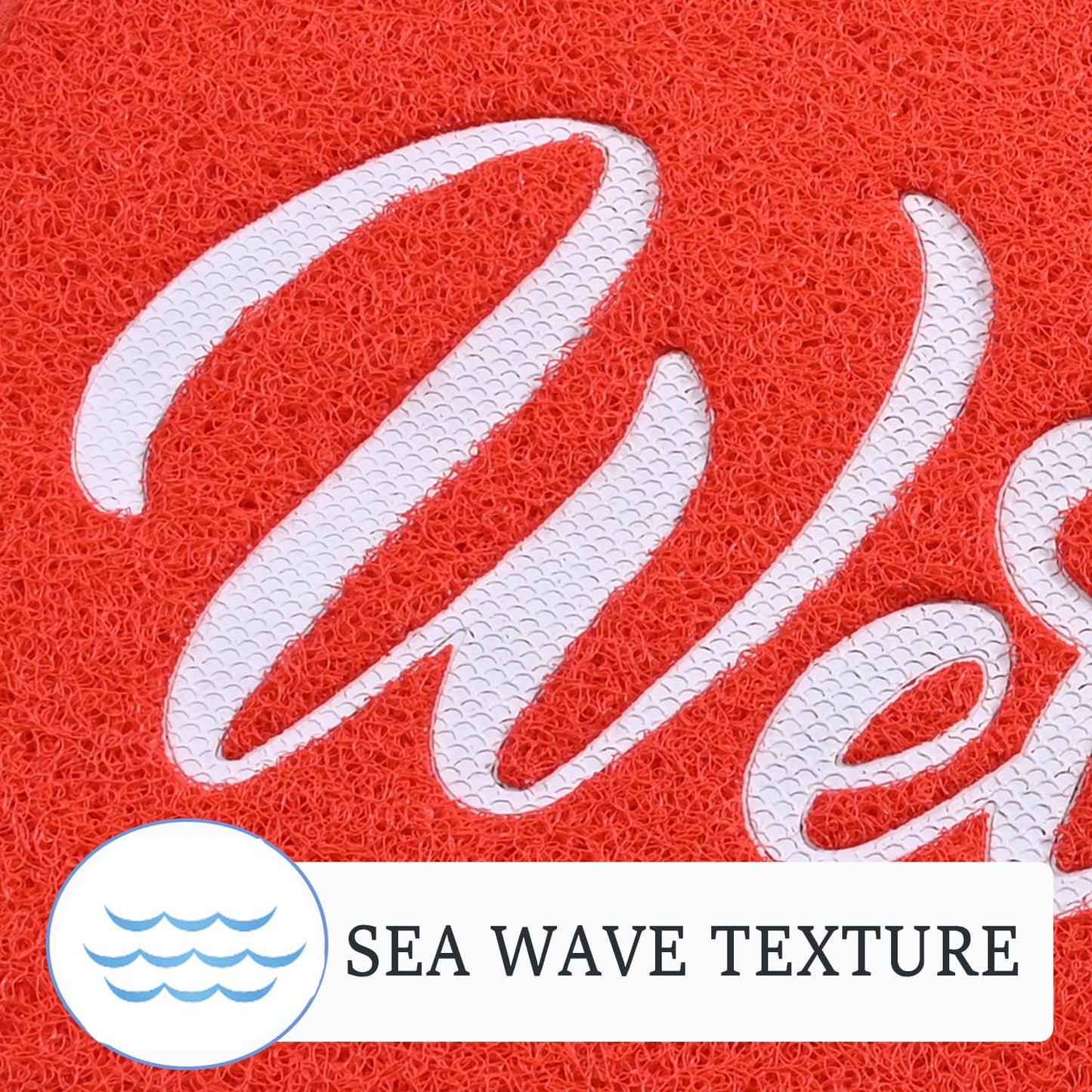 T.HENV Welcome Mat - Outdoor, 36x24 Waterproof All-Season Door Mat, All-Weather Quick Drying, Low Profile, Red-White