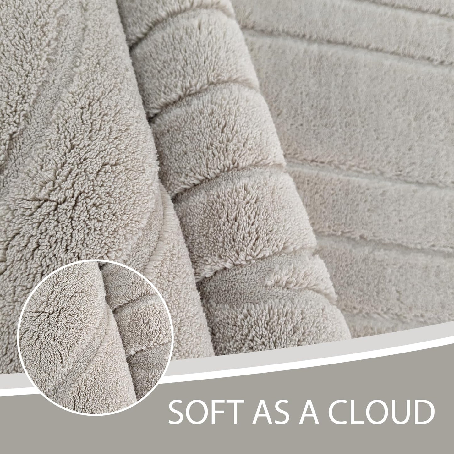 Lacomfy Soft Cozy Fluffy Arch Pattern Area Rug High-Low Pile Living Room Rug Modern Minimalist Throw Carpet - Nonslip, Washable, Soft Bedroom Rug (Stripe,Cream,4x5.3)