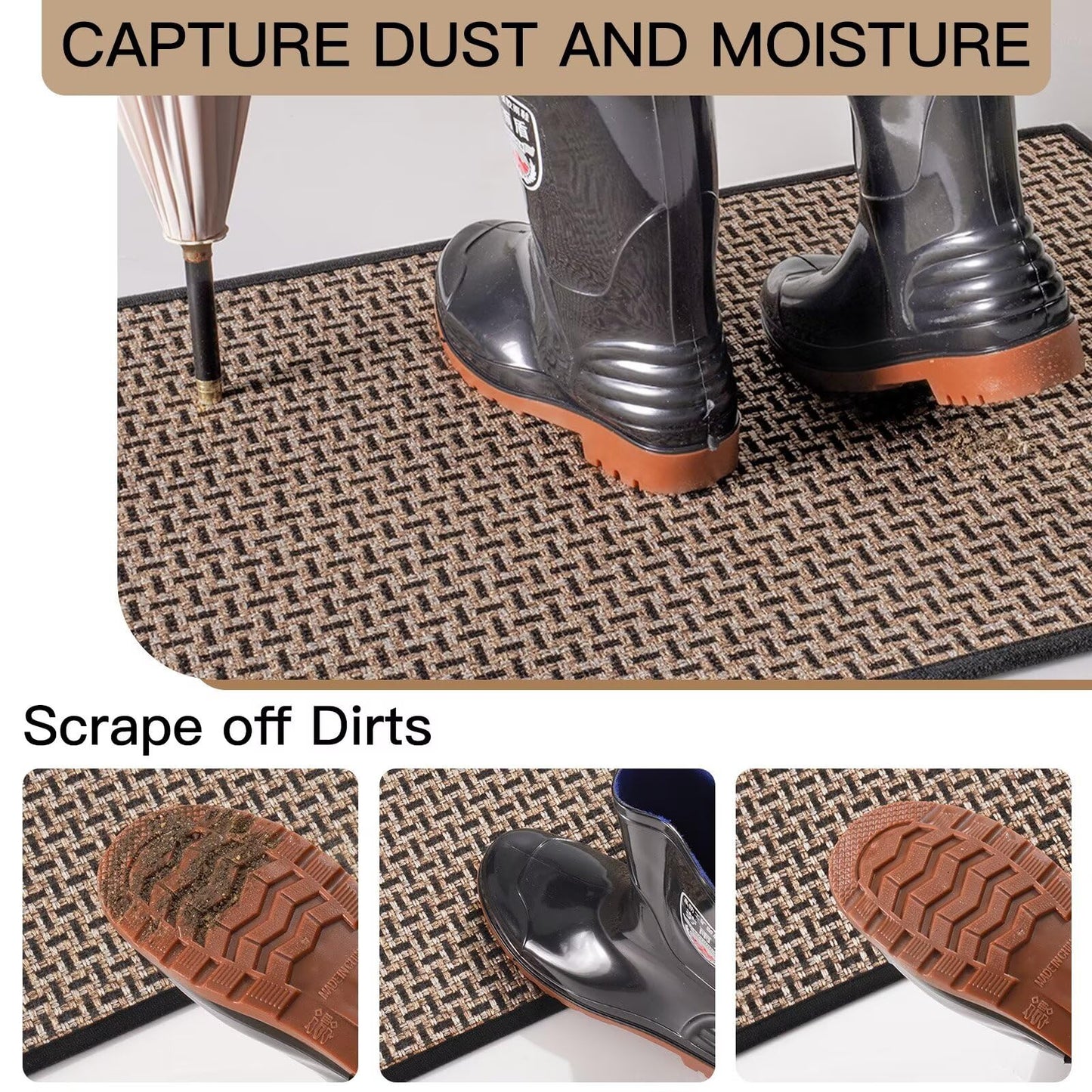 YDKGL Door Mat Entrance 24x35, Dirt Resistant and Absorbent, Non-Slip Rubber Backing Floor Mats, Easy Clean Low-Profile Doormat for Entryway, Front Door, Inside Entrance, Black