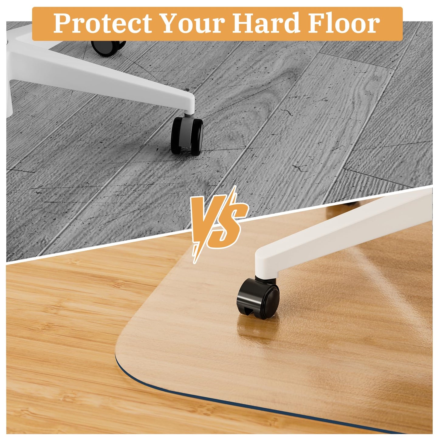 Office Chair Mat for Hardwood Floor, 36" x 48" Clear Plastic Desk Floor Protector, Heavy Duty Non-Slip Chair Mat for Rolling or Gaming Chairs, Durable Computer Mat for Home Office