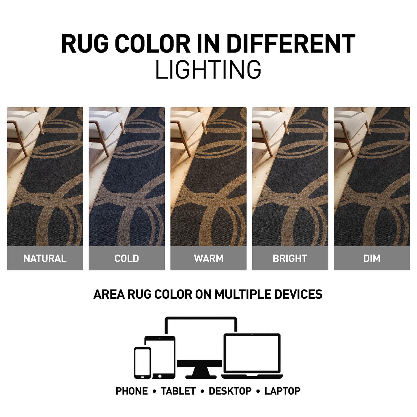 Rugshop Abstract Indoor Outdoor Flat Woven Area Rug,Natural Jute-Style,Easy-Care Patio Rug for Backyard Porch Deck Balcony, 6'6" x 9' Dark Gray/Natural