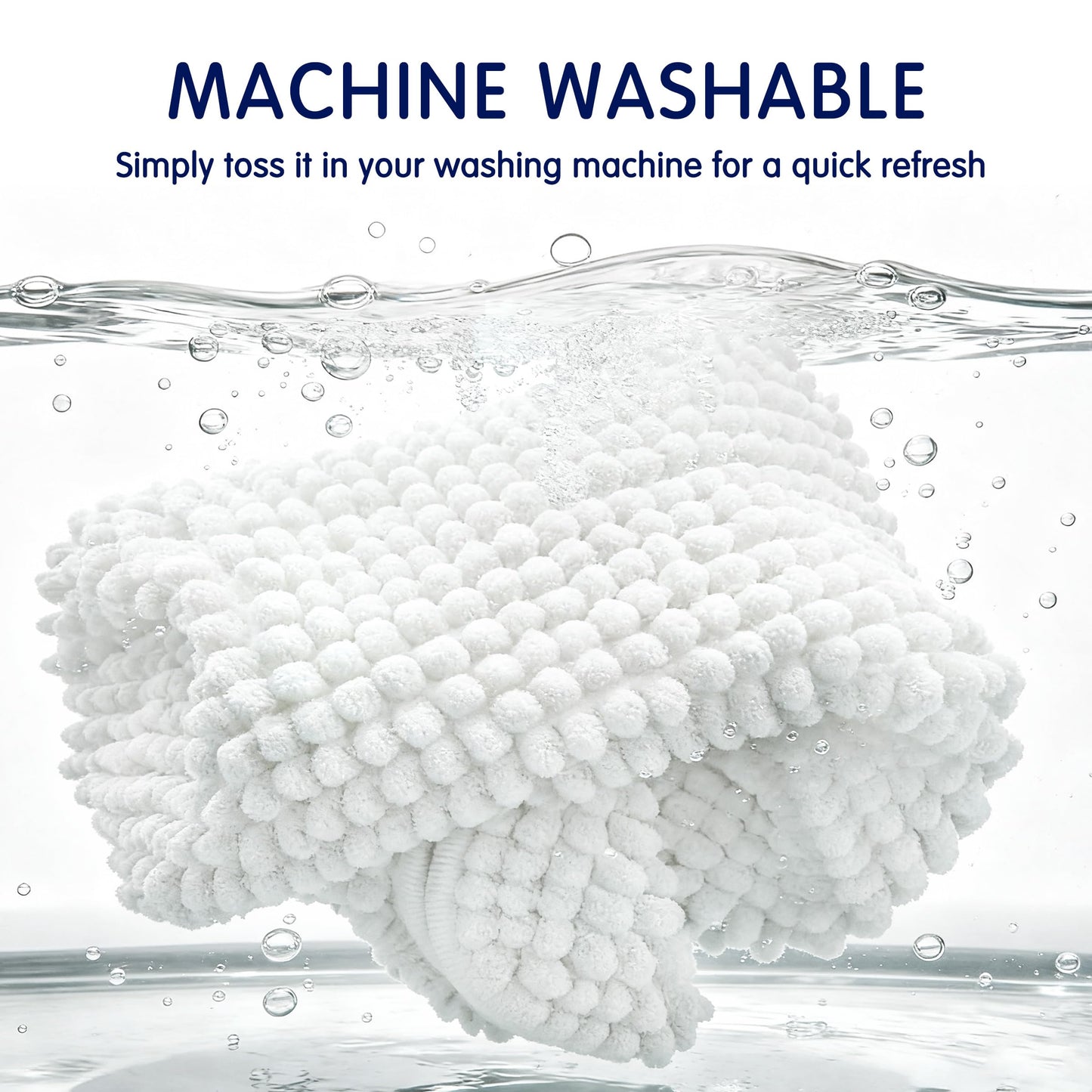 SUBRTEX Bathroom Rugs Chenille Bath Rug Soft Short Plush Bath Mat Soft Shower Mat Water Absorbent Shower Mat Quick Dry Machine Washable (White, 20" x 32")