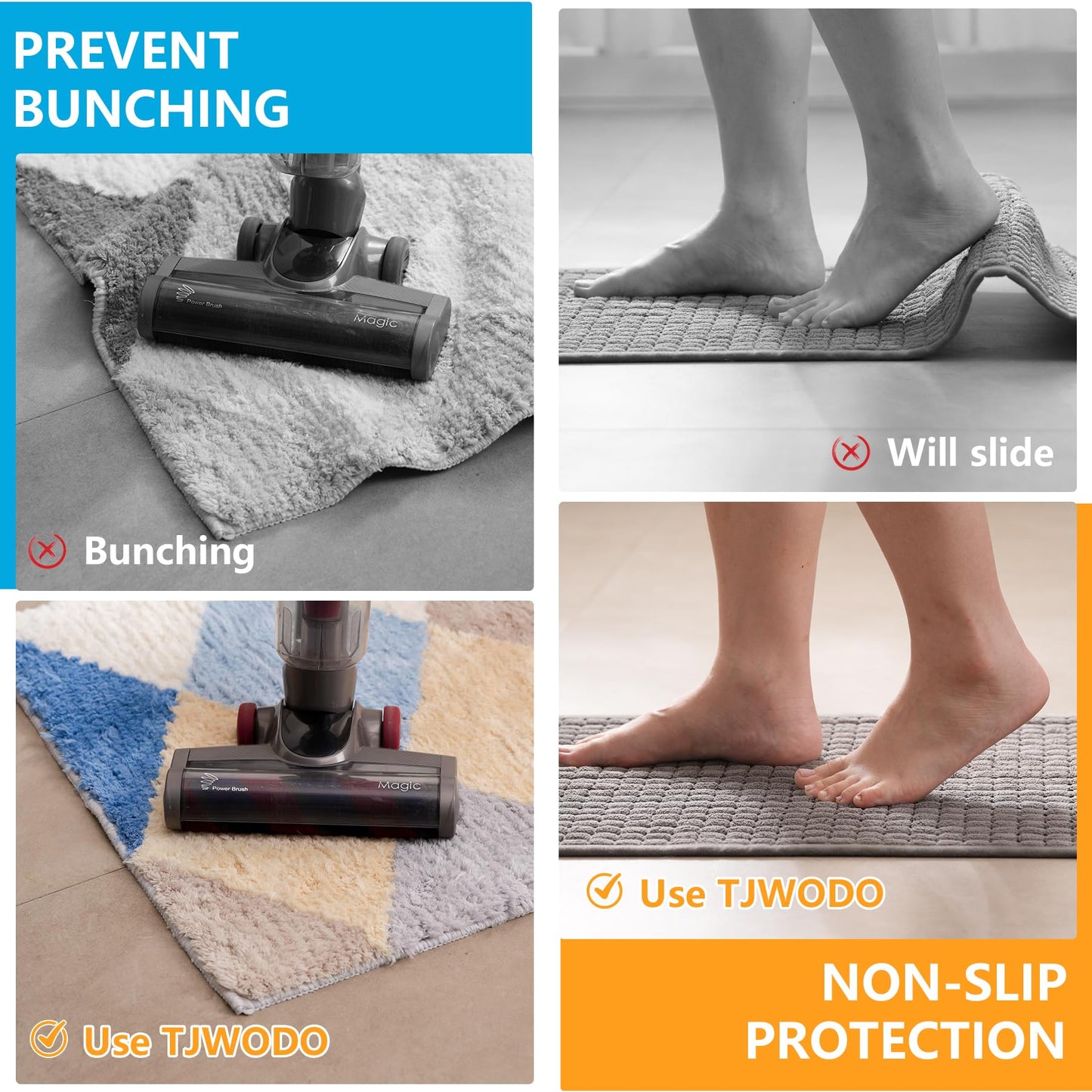 TJWODO 9X12 FT Non-Slip Rug Pad Gripper for Hardwood Floors, Tile, & Carpet – Anti-Slip Rug Pads to Keep Area Rugs Secure and in Place, Protects Floors, Prevents Slipping and Sliding