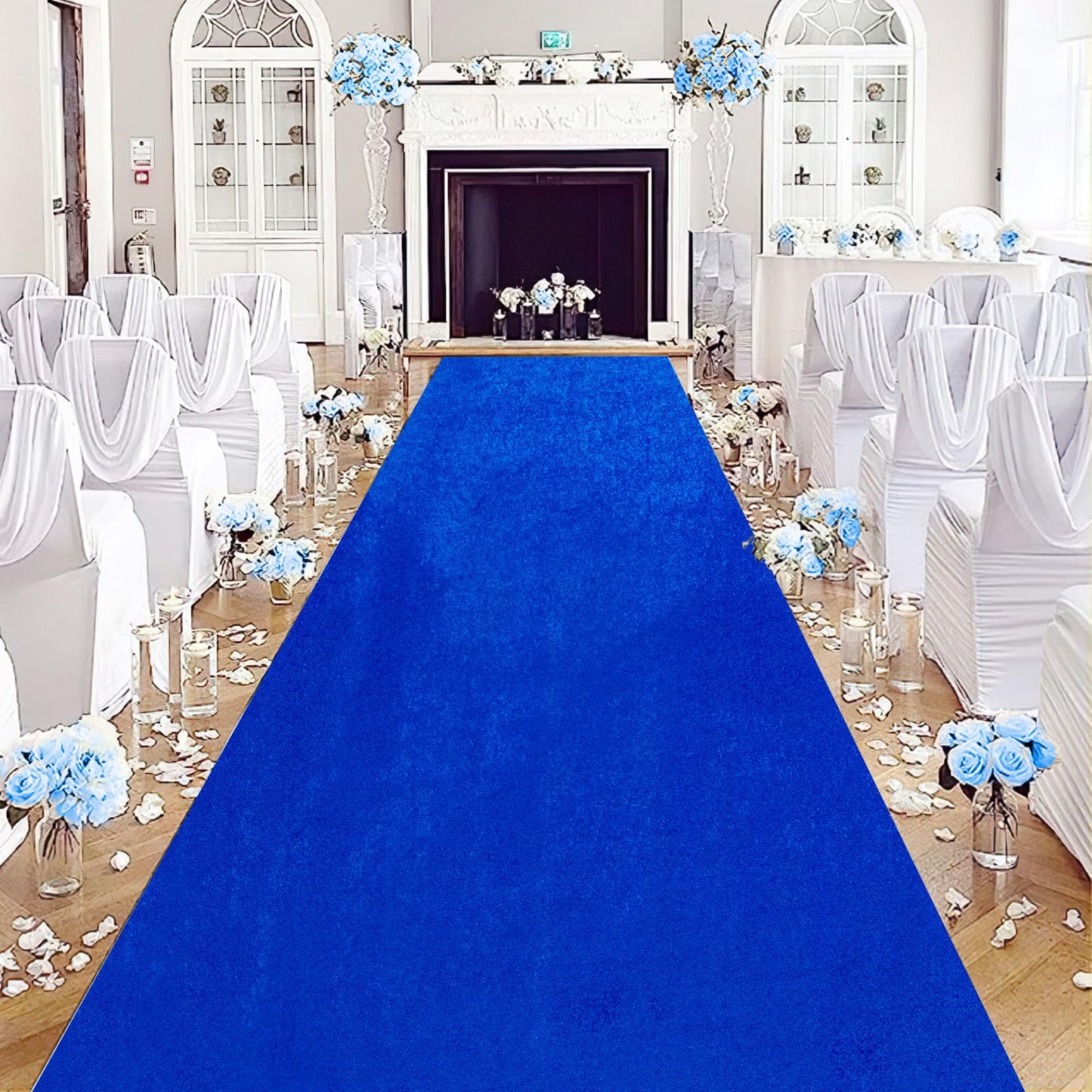 Wedding Aisle Runner Royal Blue: 2.5ftx15ft Velvet Rug Runner for Party Aisle Floor Runner for Wedding Ceremony Beach Prom Event Carpet