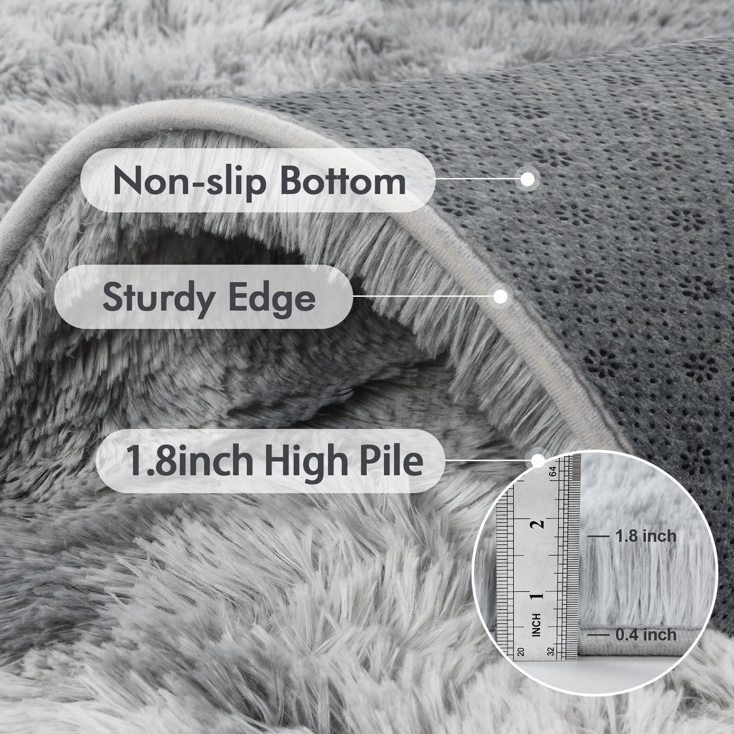 6x9 Ft Large Shag Rugs for Living Room Decor, Tie-Dyed Ultra Soft Fluffy Furry Area Rugs for Bedroom Indoor Floor, Aesthetic Carpet for Kids Home (Grey)
