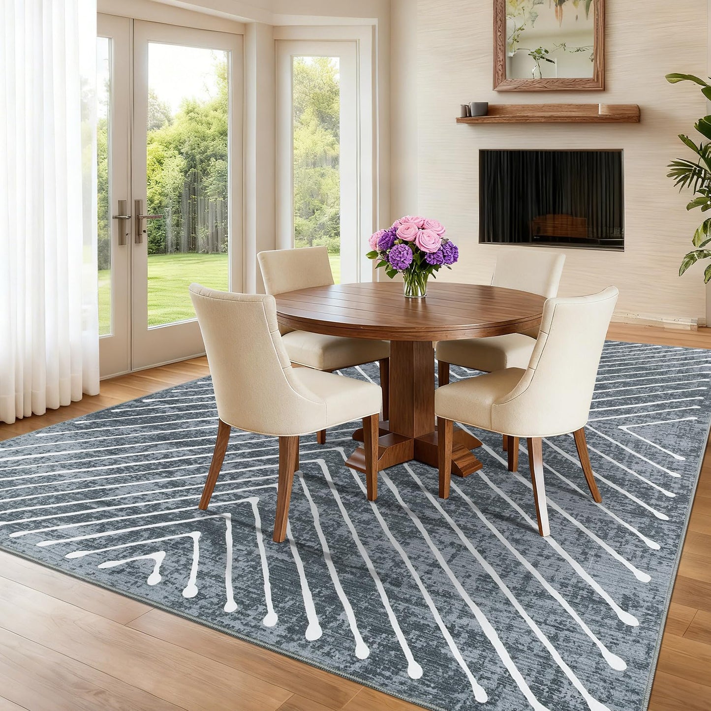 ROYHOME 8x10 Area Rug for Living Room Washable Rug Non Slip Large Bedroom Stain Resistant Dining Room Throw Rug Contemporary Accent Carpet Ultra Soft Modern Carpet for Home Decor Office, Dark Grey