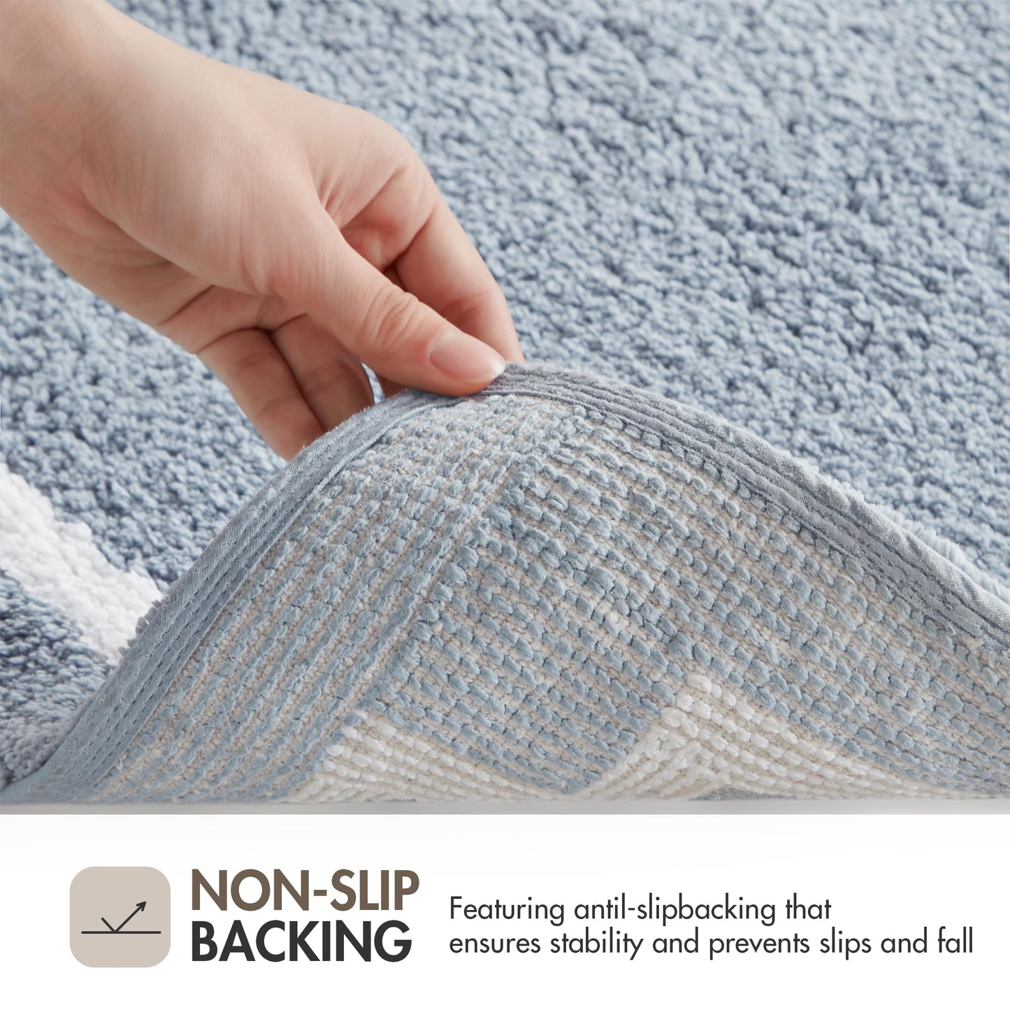 Madison Park Evan 100% Cotton Bathroom Non Slip Backing-Luxurious Tufted Plush Bath Mat Absorbent, Quick Dry, Spa Design Shower Room Décor, 20x30" Blue