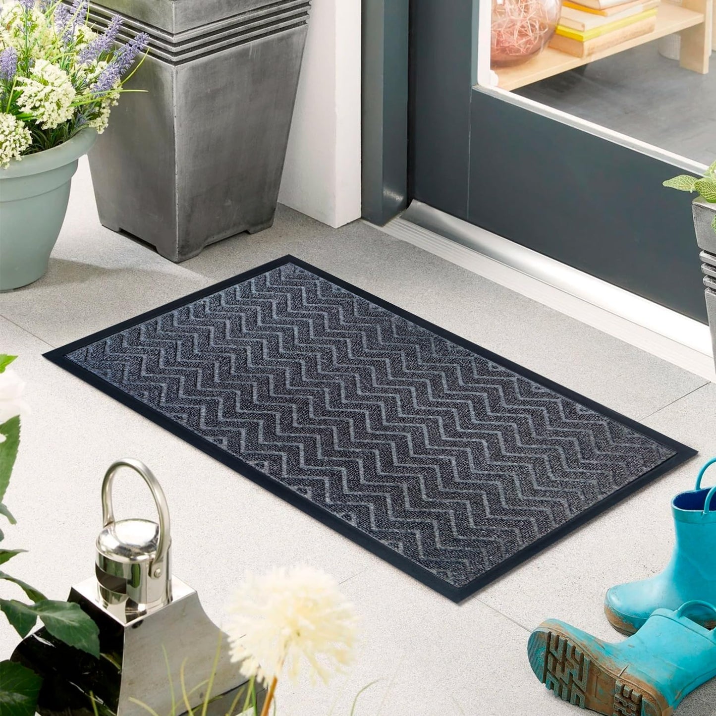 Fylyz Door Mat for Outdoor Indoor Entrance, Entry Mat Skidproof and Waterproof, Front Door Mats with Durable Non-Slip Backing. Dark Grey, 24"x36"