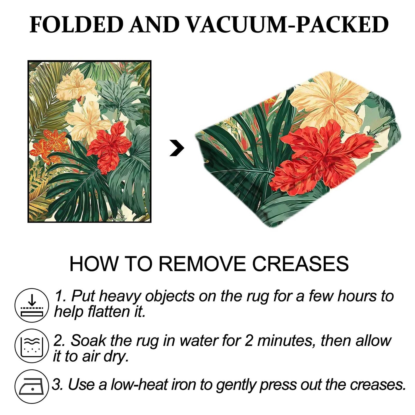 DJNEAR 5' x 7' Tropical Hawaiian Plant Area Rug Palm Leaf Hibiscus Living Room Carpet Nature Forest Floor Mat Doormat for Kids Dining Room Bedroom Playroom Laundry Nursery