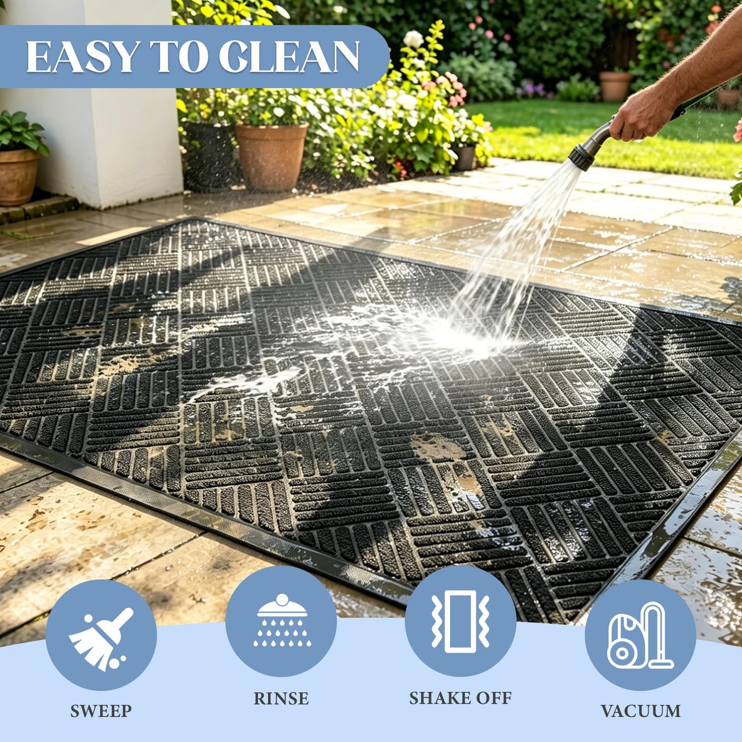 EMQIMA 3' X 5' Durable Front Door Mat Indoor Outdoor Entrance Doormat, Heavy Duty All-Weather Dirt Trapper Waterproof Doormat, Commercial Floor Mat for High Traffic Area, Welcome mat, Diamond Black