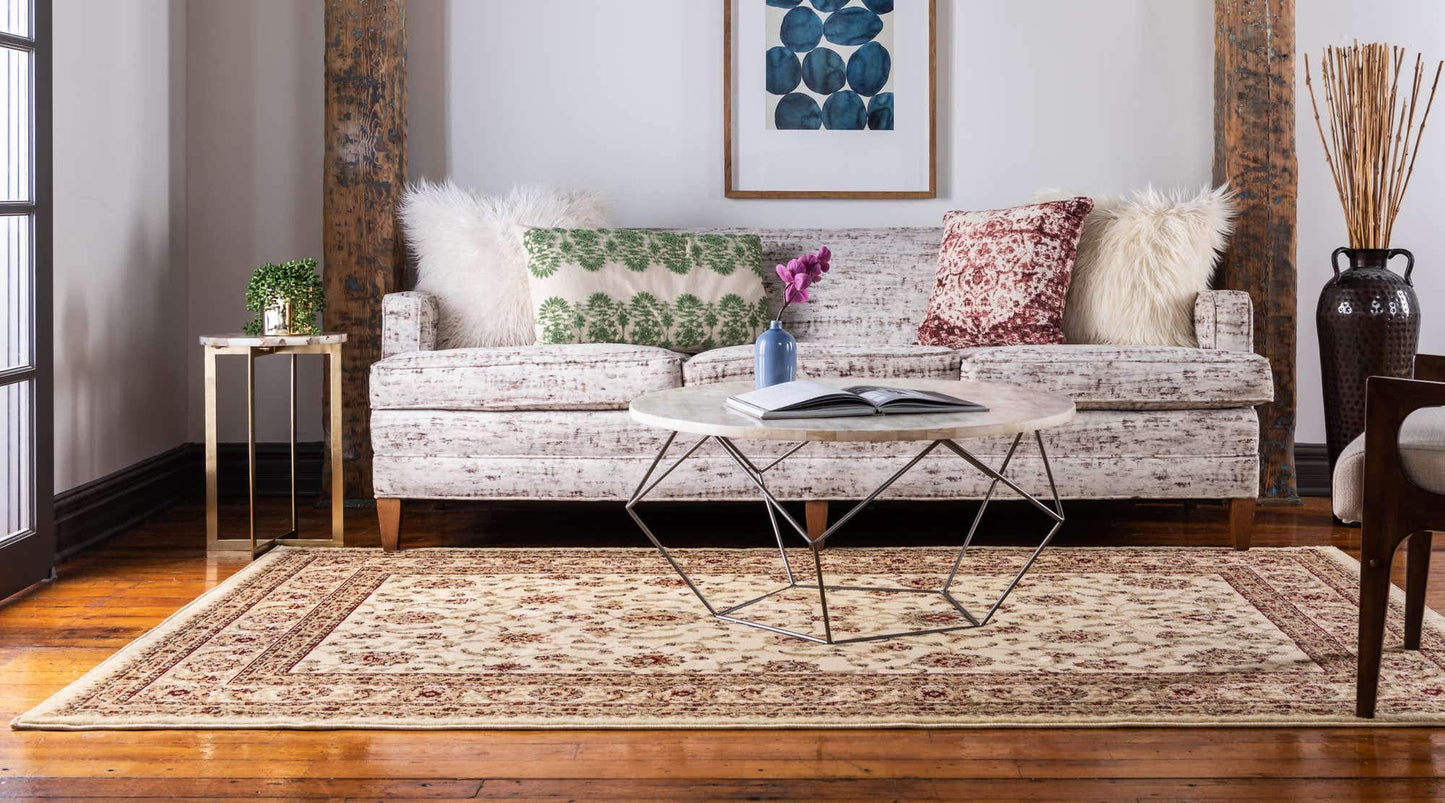 Unique Loom Voyage Collection Traditional Oriental Classic Intricate Design Area Rug (9' 0 x 12' 0 Rectangular, Ivory/Gold)