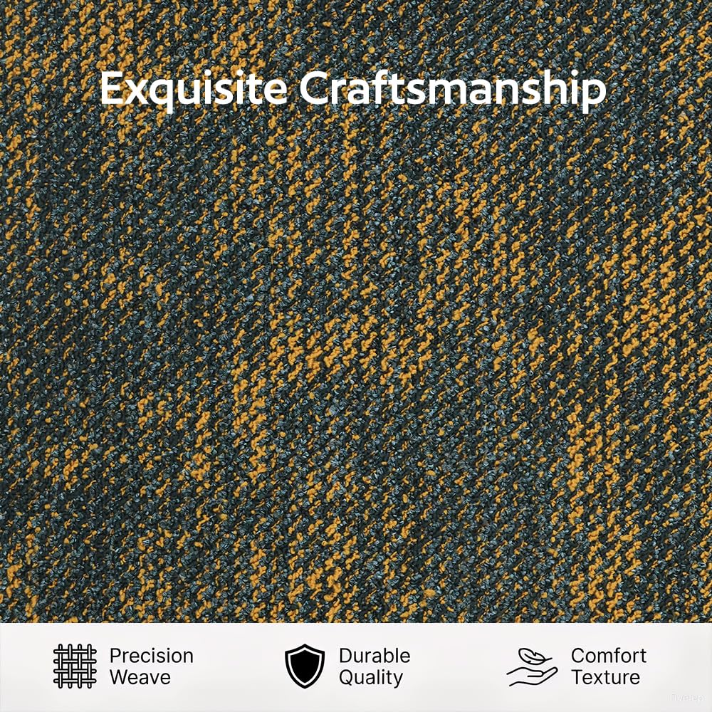 24 Carpets 20x20 inch Square Carpet Tiles, Reusable, Non Slip, Seamless Tiles, Suitable for Indoor and Outdoor use in bedrooms, Living Rooms, Offices, etc., Easy to DIY(Yellow Brown Stone pattern-02)