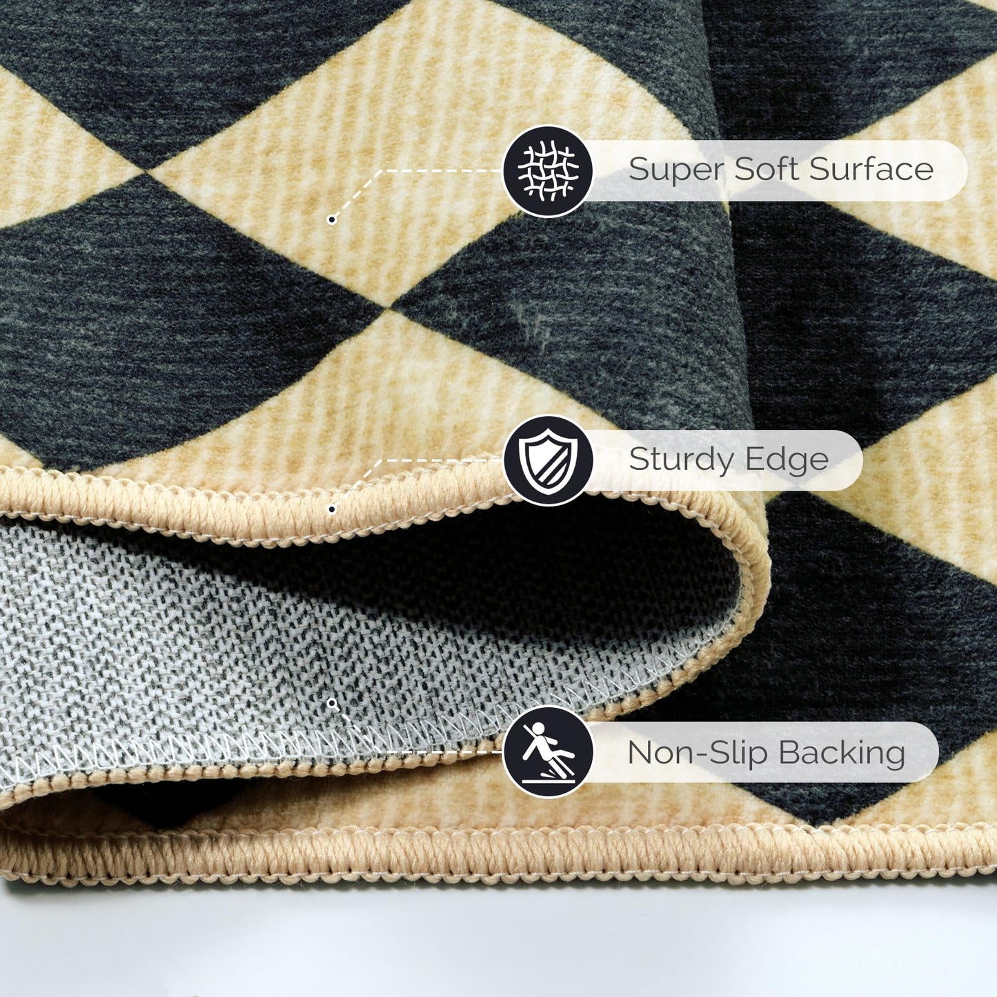 LIVEBOX Checkered Rug Runners for Hallways 2.5x8, Non Slip Kitchen Washable Runner Rugs, Moroccan Plaid Indoor Carpet Runner for Entryway Bathroom Bedroom Laundry