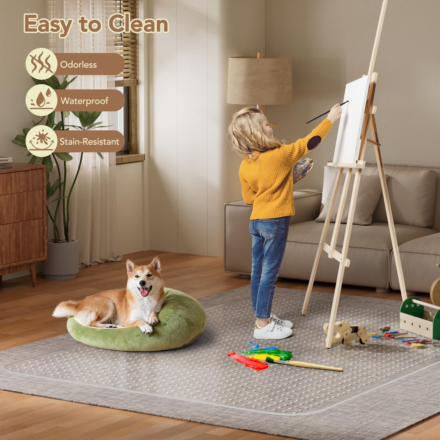 Office Chair Mat for Low Pile Carpet with Lip, 45" x 53" Clear Plastic Floor Protector, Heavy Duty Desk Chair Mat for Rolling Chairs, Smooth Glide Computer Mat for Home Office