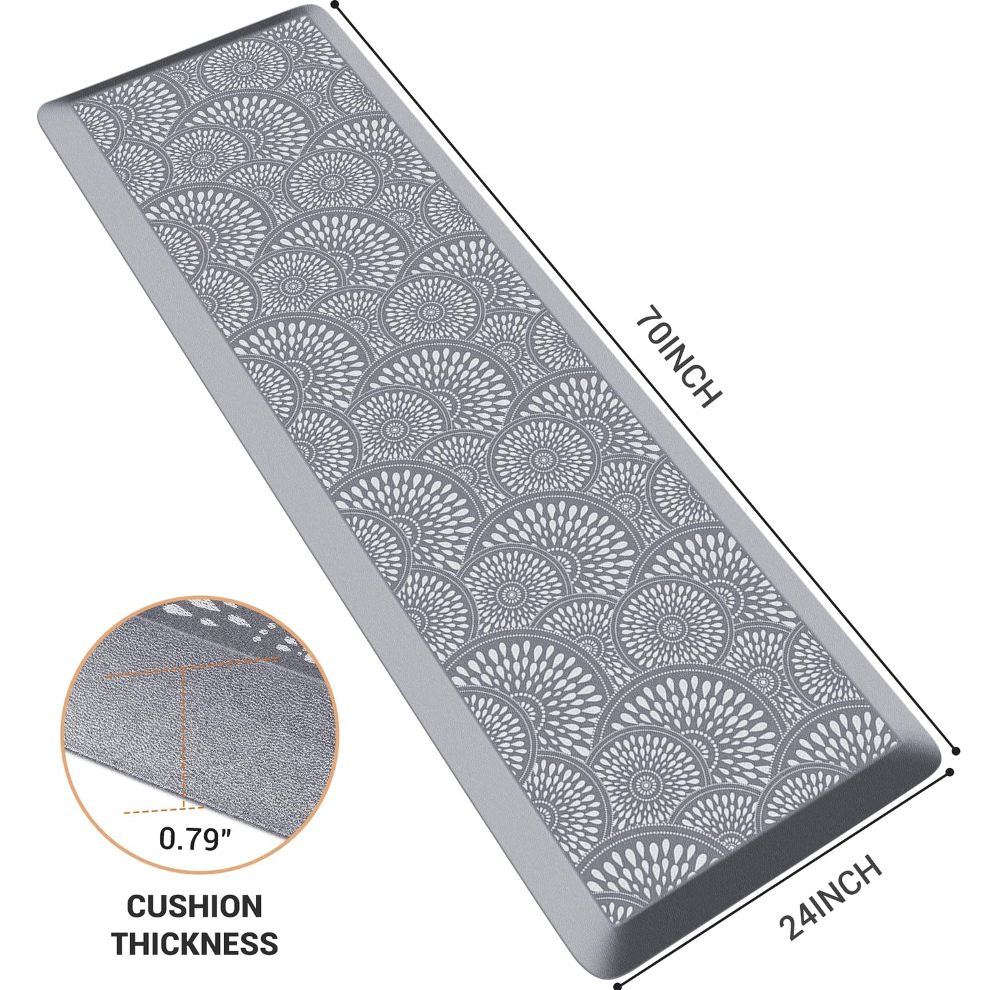 Mattitude 4/5 Inch Kitchen Mat, 20x48in Heavy Duty Ergonomic Comfort Foam Standing Desk Mat, Waterproof Non-Slip Standing Mats and Rugs for Kitchen, Office, Black