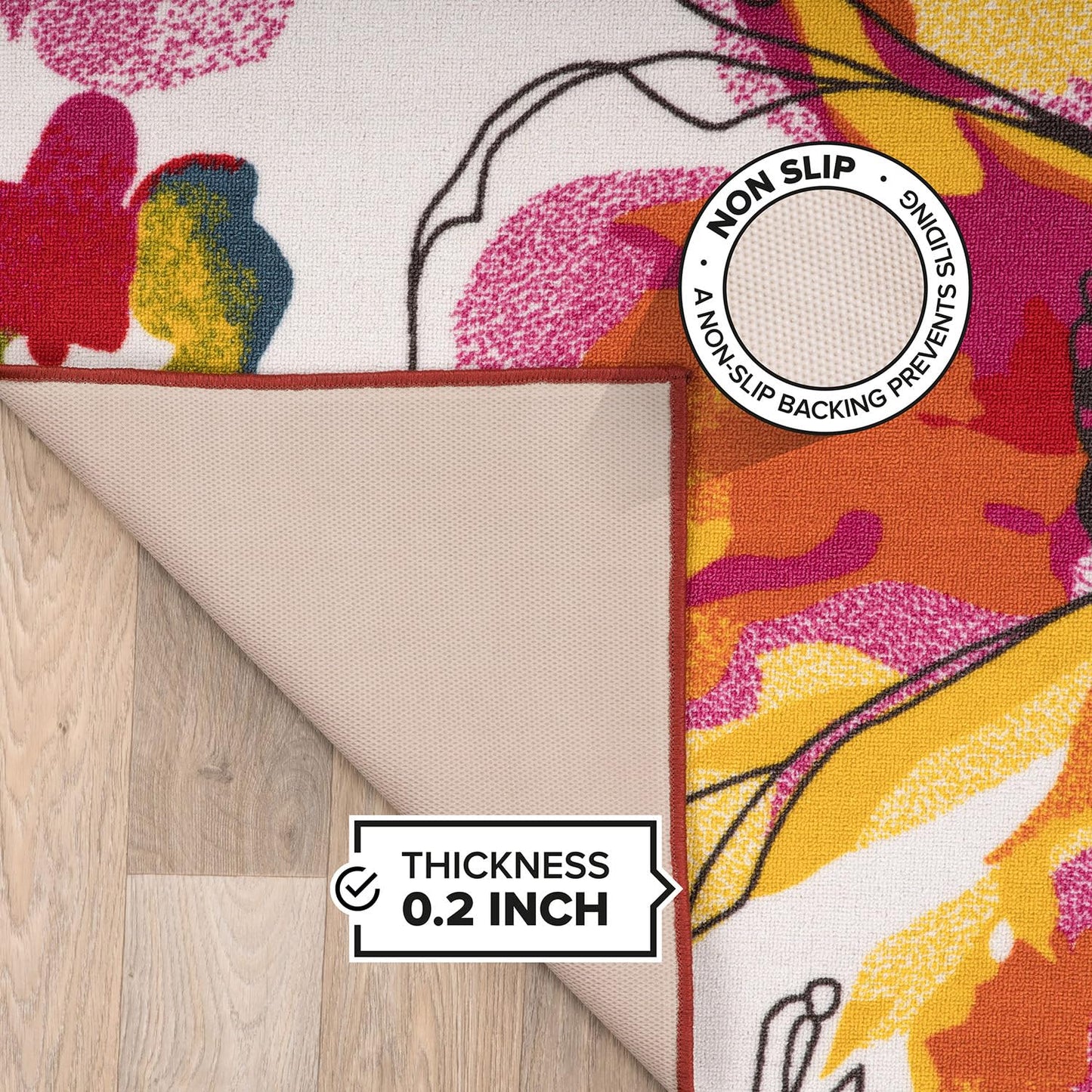 Rugshop Modern Bright Flowers Non-Slip (Non-Skid) for Entryway,Doormat,Kitchen,Foyer Area Rug 2'7" x 4' Multi