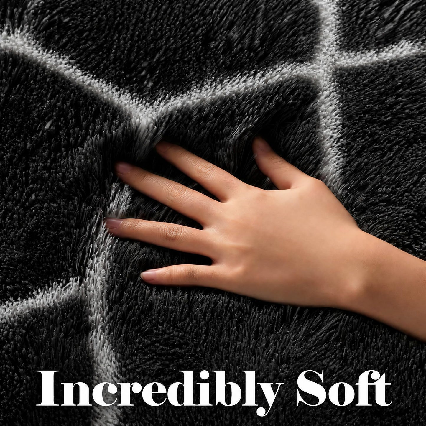 ONASAR 5x7 Area Rugs for Living Room Bedroom, Fluffy Black and White Rug, Geometric Boho Soft Plush Shaggy Floor Carpet Mat for Nursery Kids Girls Boys Teen Dorm Home Decor Aesthetic
