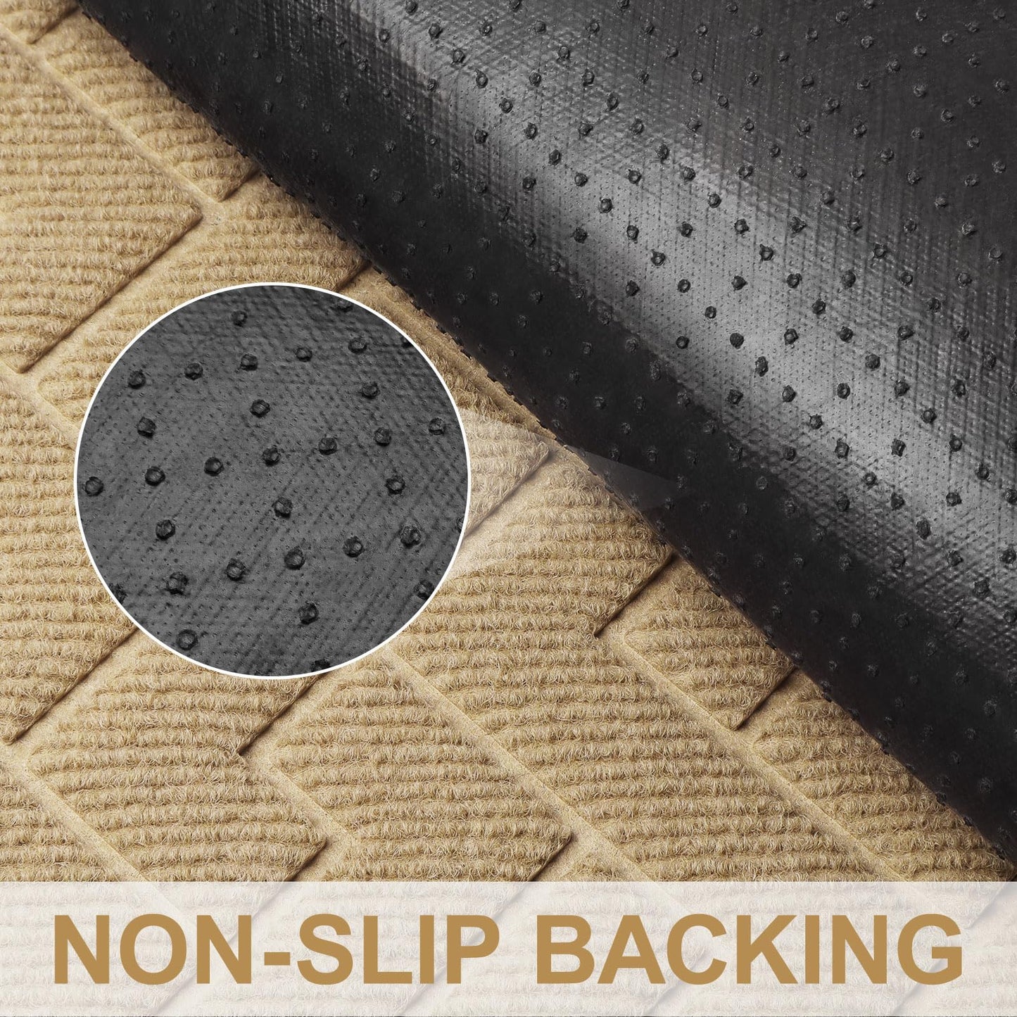 LEKEEPGO Door Mat Outside Entrance, Absorbent Indoor Outdoor Front Door Mats, Muddy Dirt Resist Outdoor Doormat, Non Slip Backing Low Profile Entryway Entry Floor Welcome Mat, 31.5"x47", Beige