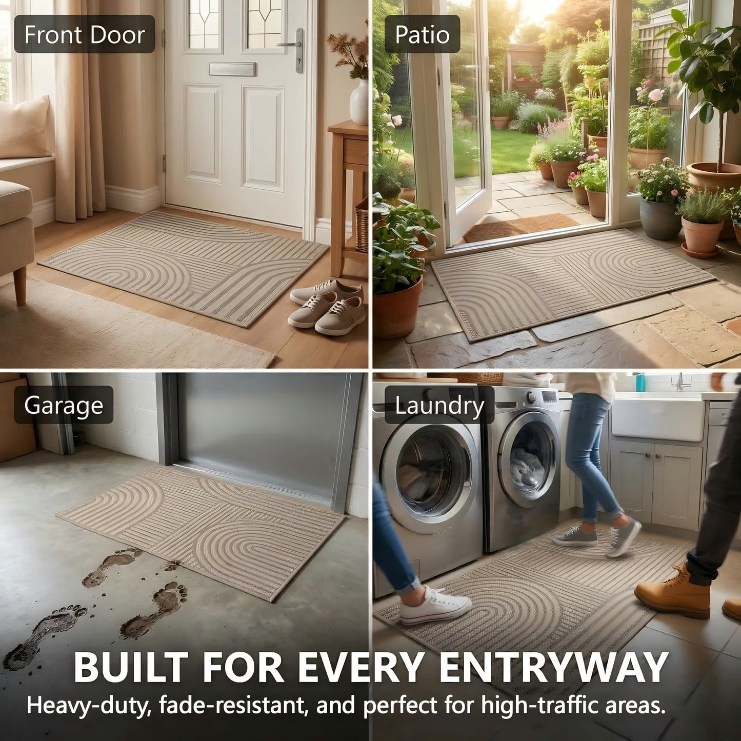 ZENMPAI 0.16" Ultra Thin Indoor Doormat,Front Door Mat 17x30,Brown